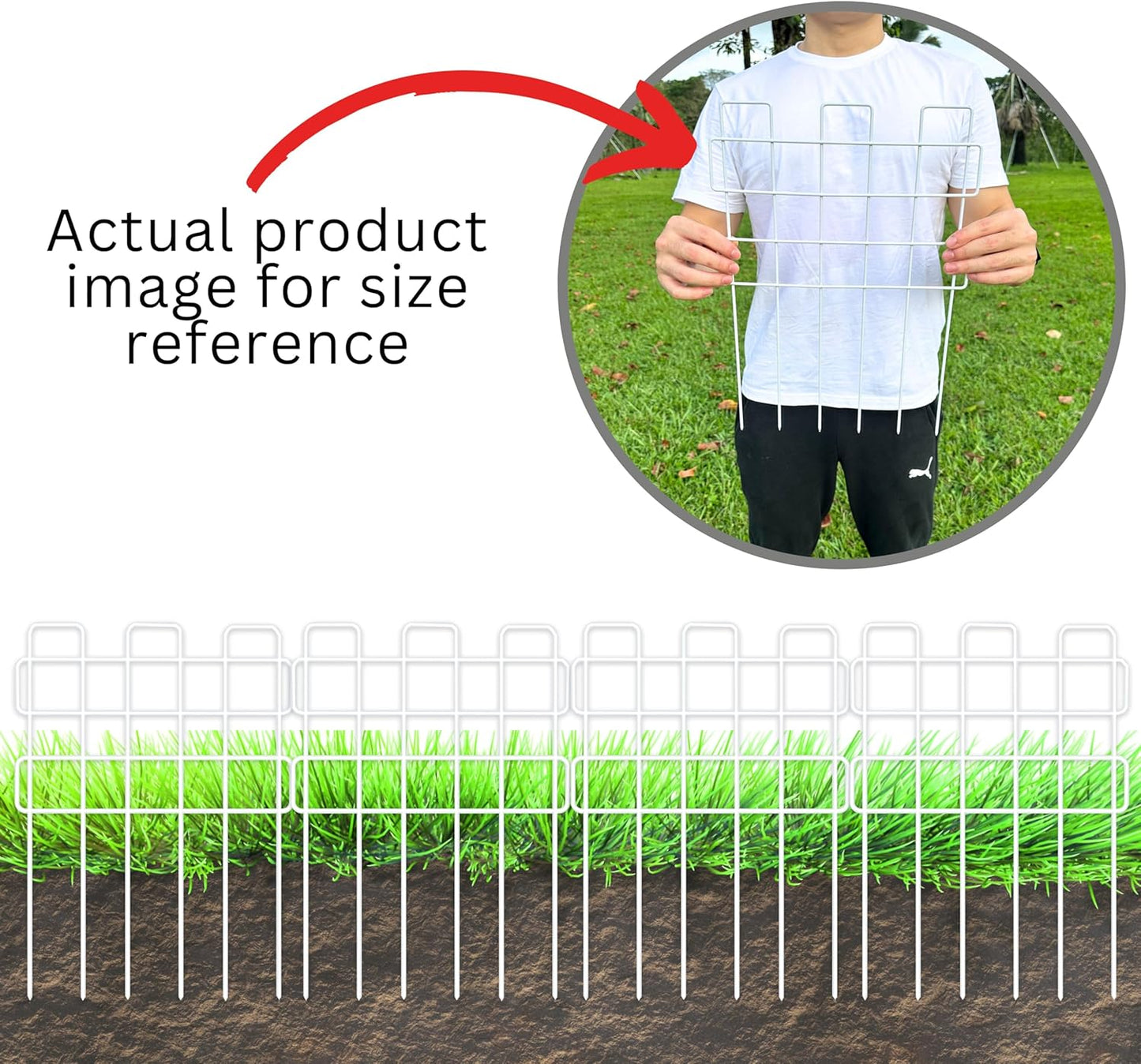 ShopLaLa Garden Fence Animal Barrier (10 Panels) 12in(L) x 16.5in(H) Small and Short Decorative Outdoor Dog Fence, Metal Fencing Plant Protectors from Pet Rabbit Landscape Yard, Wire Fences Border