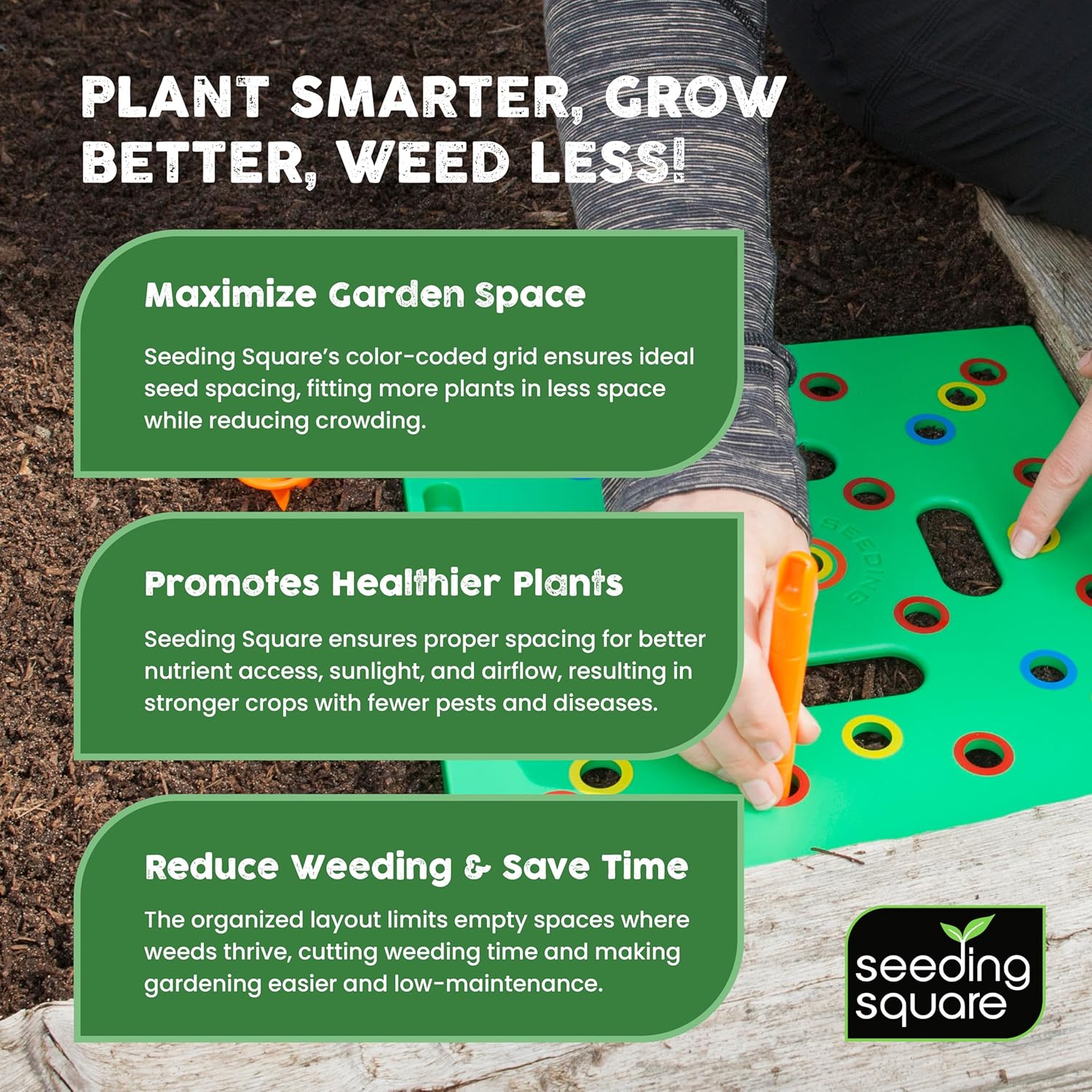 Seeding Square - Patented Seed and Seedling Spacer Tool for Bigger Har