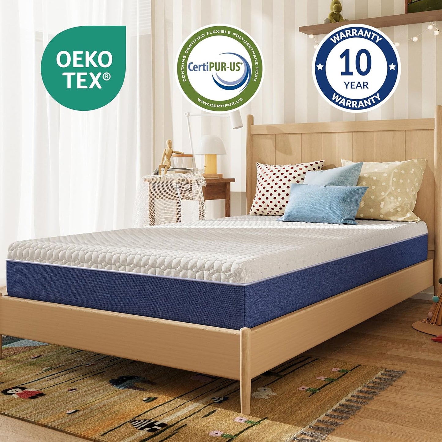 6 Inch Twin Size Mattress, Firm Gel Memory Foam Twin Mattress in a Box, Firm Back Support for Pressure Relief & Spinal Alignment, CertiPUR-US Certified, Fiberglass-Free