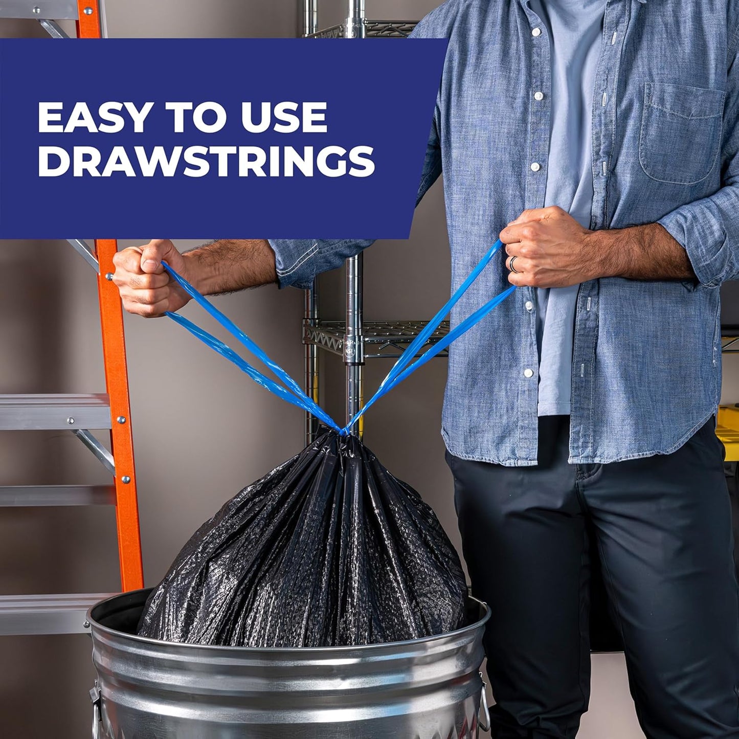 Hefty Ultra Strong 30 Gallon Trash Bags, Large Trash Bags, Multipurpose, Break Resistant Drawstring Closure, Resists Leaks, Punctures, and Tears, Black, Fabuloso Watermelon Scent, 50 Bags