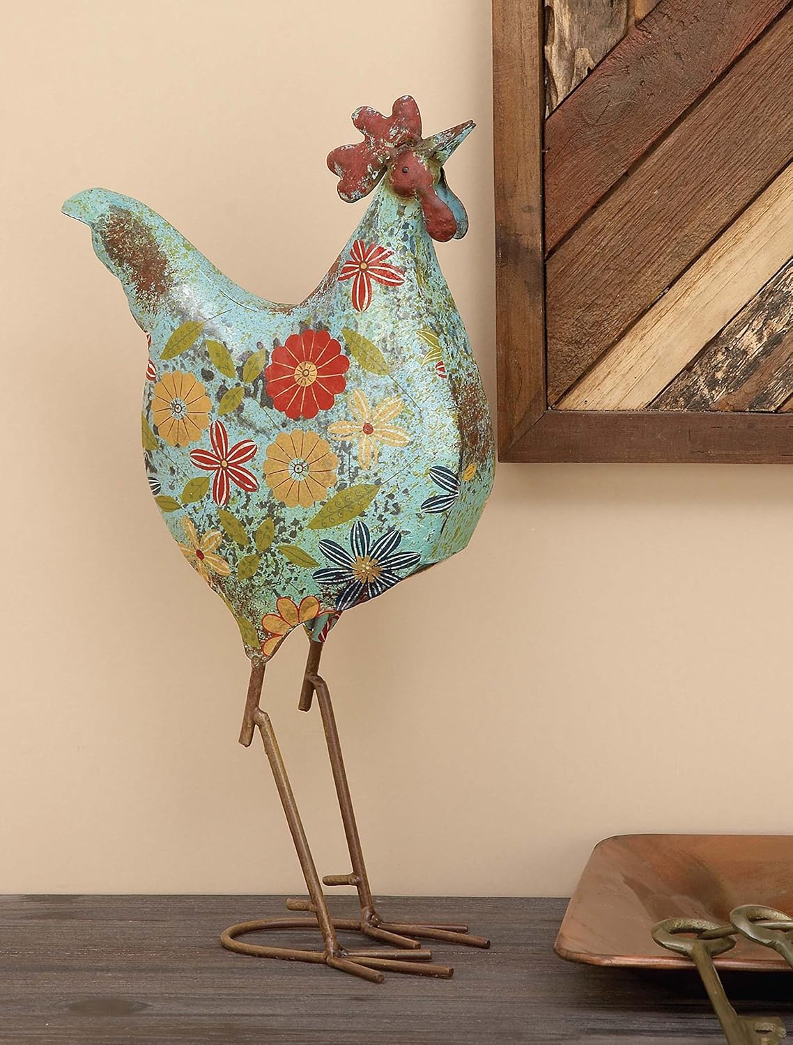 Deco 79 Metal Rooster Decorative Garden Sculpture Indoor Outdoor Distr