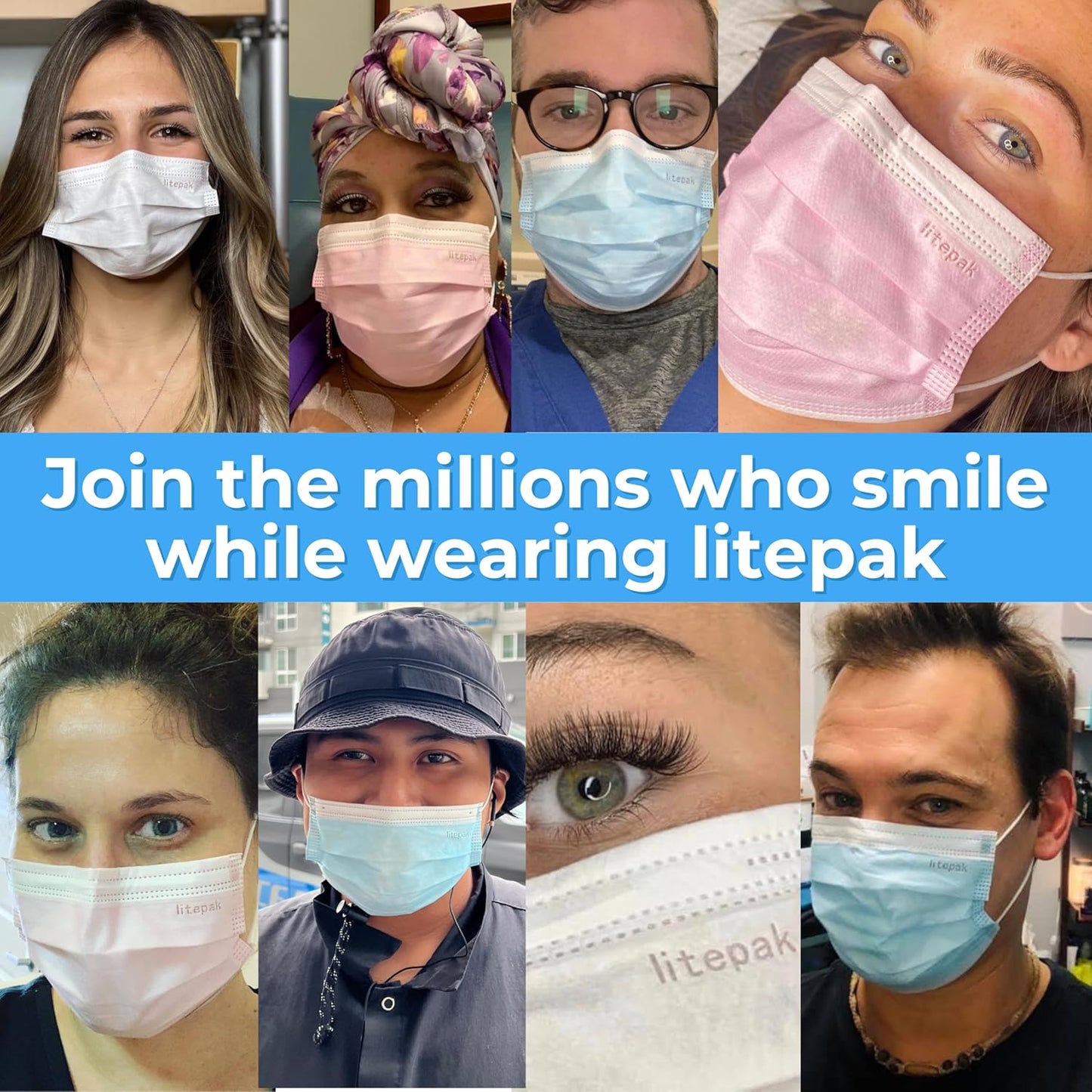 Litepak 125-Pack Disposable Face Mask Premium Comfort Earloops with Dispenser Box