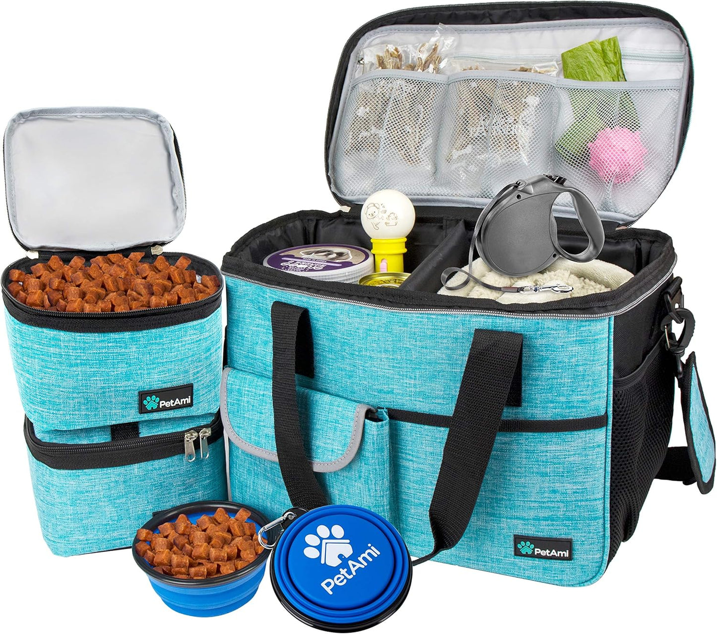 PetAmi Dog Travel Bag, Travel Pet Bag Organizer, Dog Food Travel Bag w
