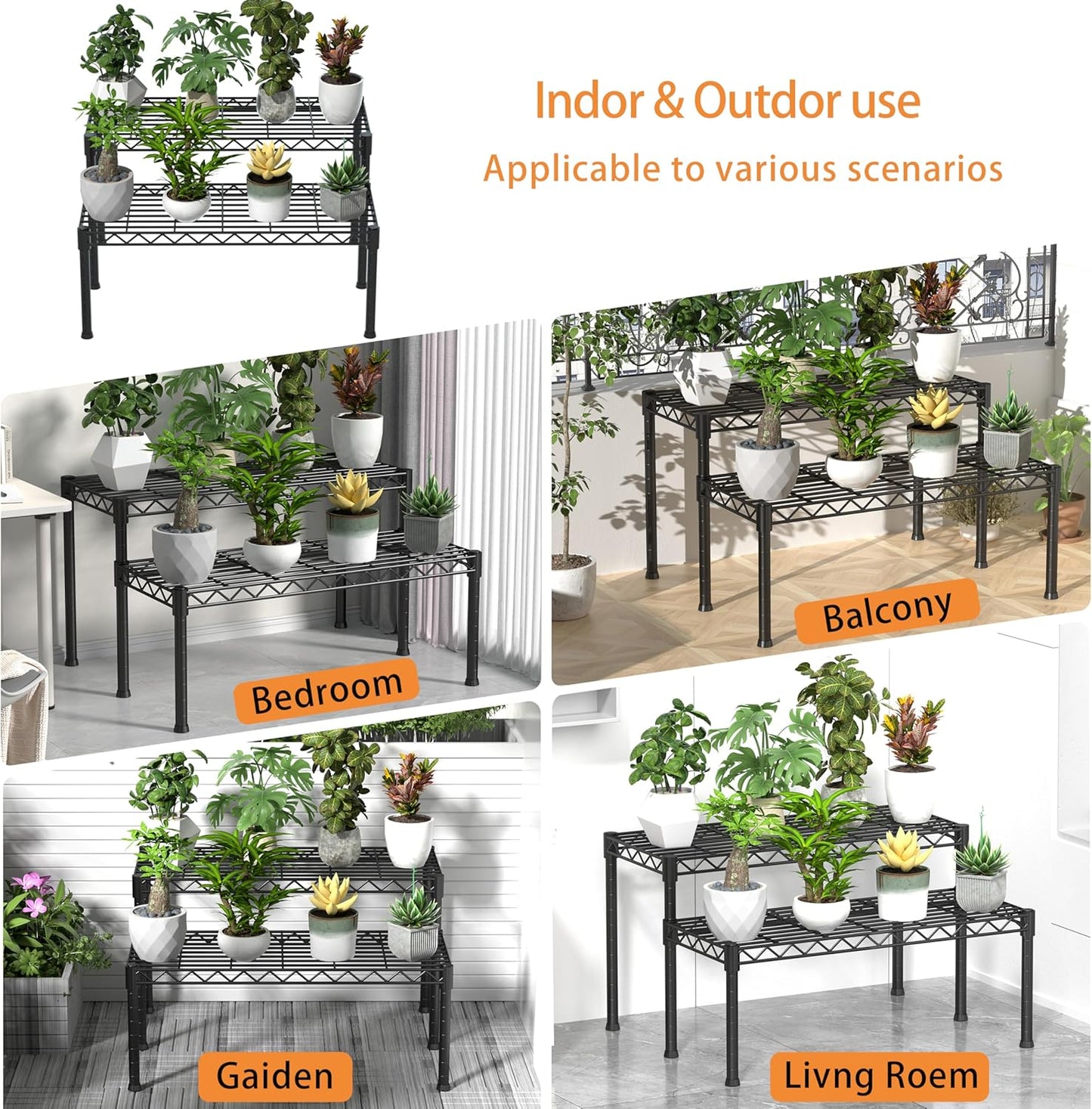 Xiofio 2 Tier Ladder Potted Multiple Plants for Indoor and Outdoor Pla