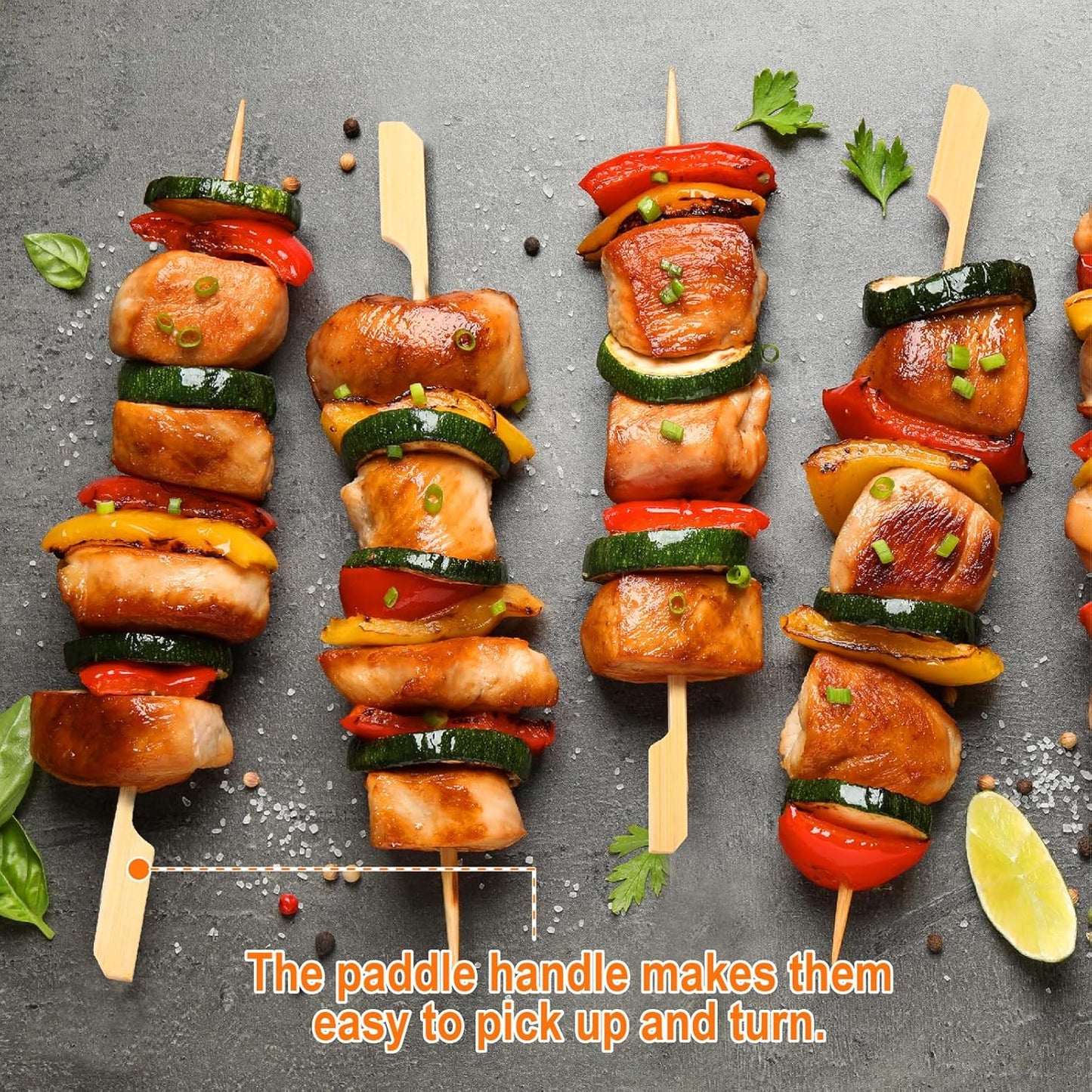 200PCS Bamboo Skewers for Appetizers, [6 Inch] Long Cocktail Picks Fancy Toothpicks for Appetizers, Flat Paddle Wooden Skewers Food Sticks for Party Drinks Fruit BBQ, Charcuterie Boards Accessories