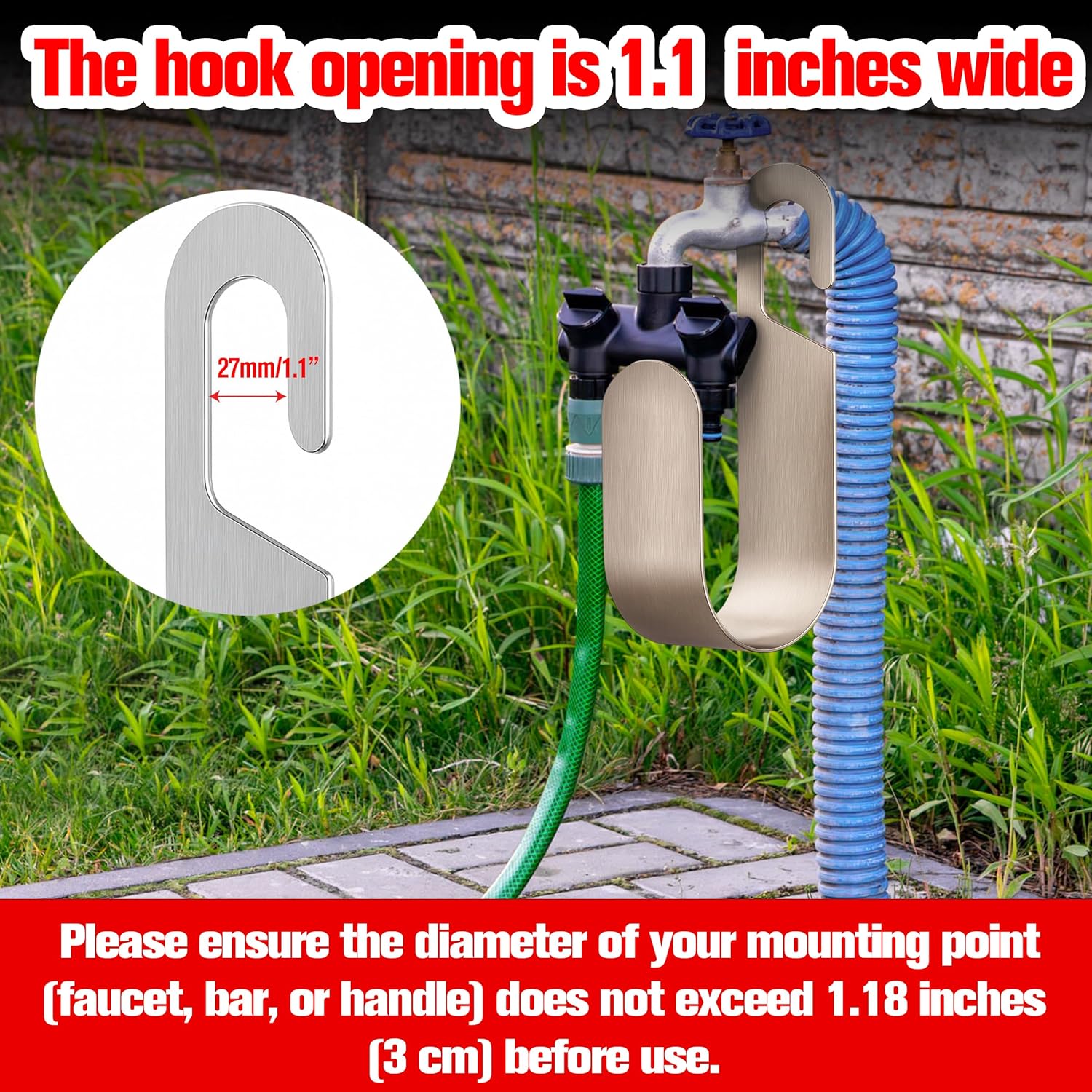Metal Garden Hose Holder Hanger Hook for Outside 304 Stainless Steel H