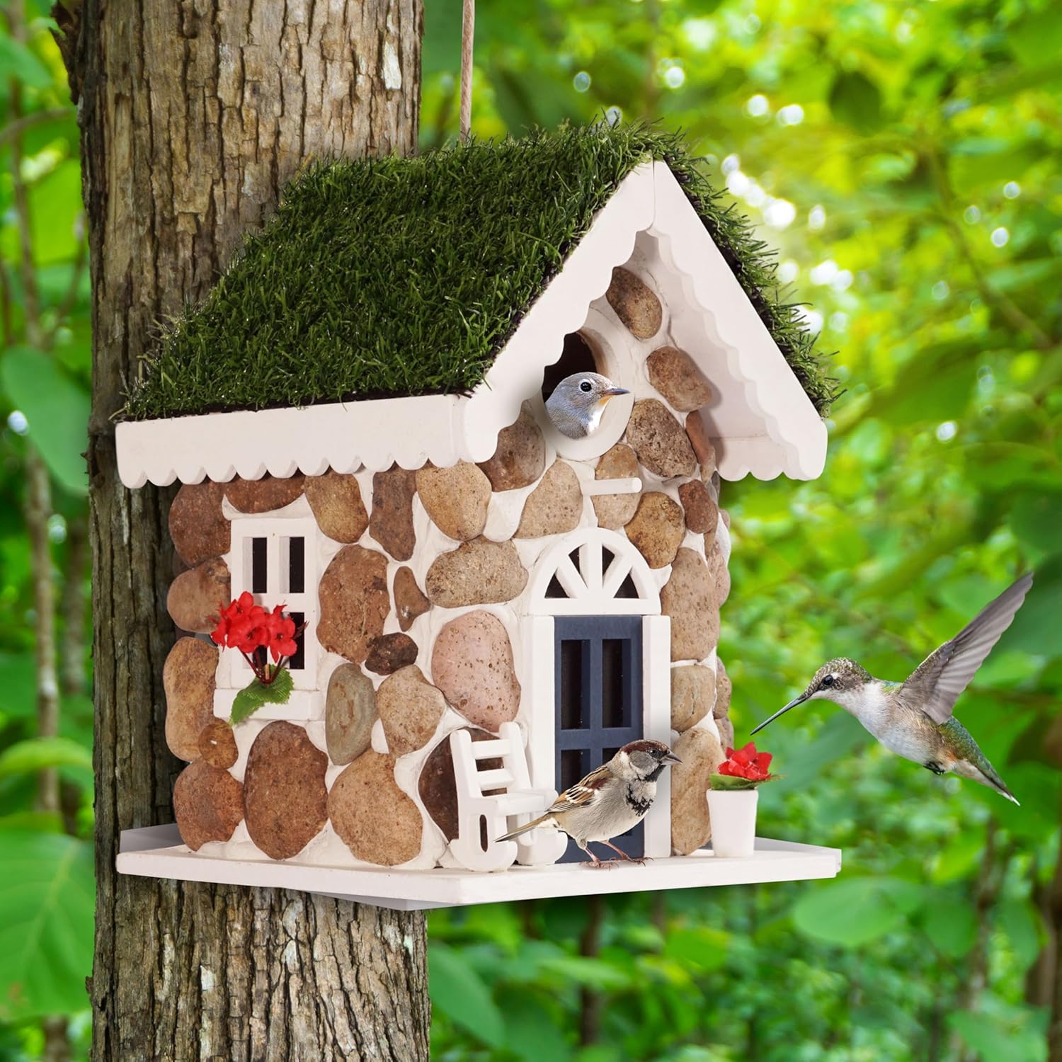 MIXUMON Bird Houses for Outside, Outdoor Bird House for Bird Families 