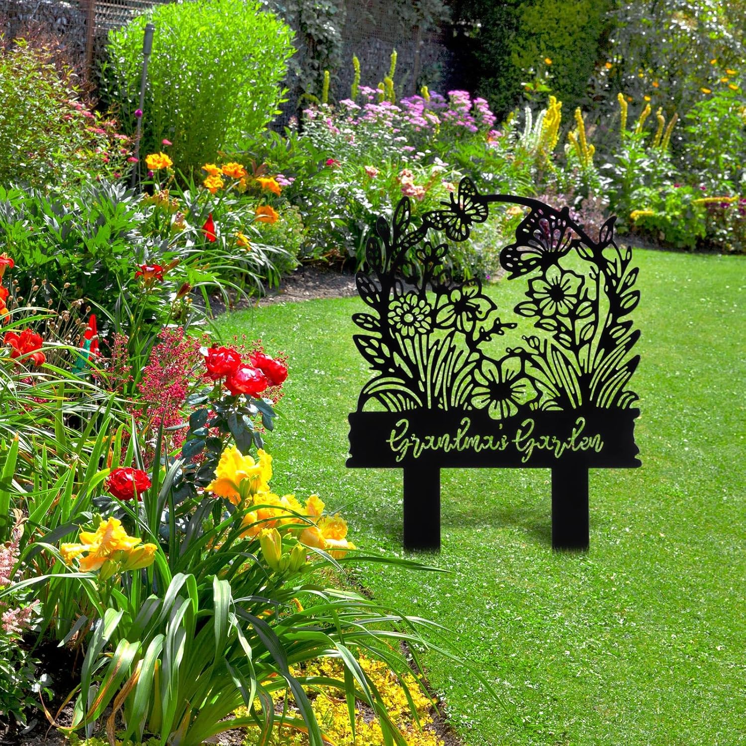 Grandma's Garden Metal Sign Grandma Gardening Tools Valentines Day Gif