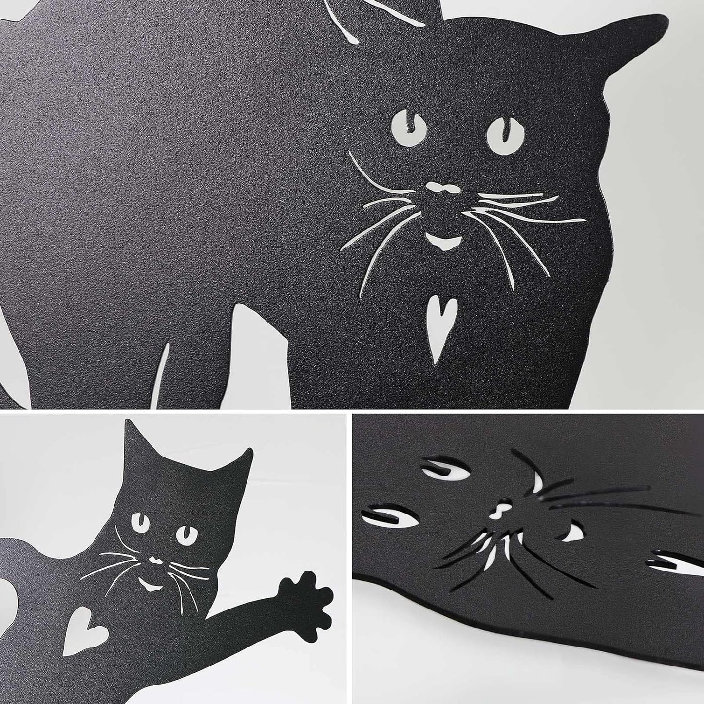 2 PCS Cat Silhouette Yard Art Garden Decorative Stake Hollow Out Anima
