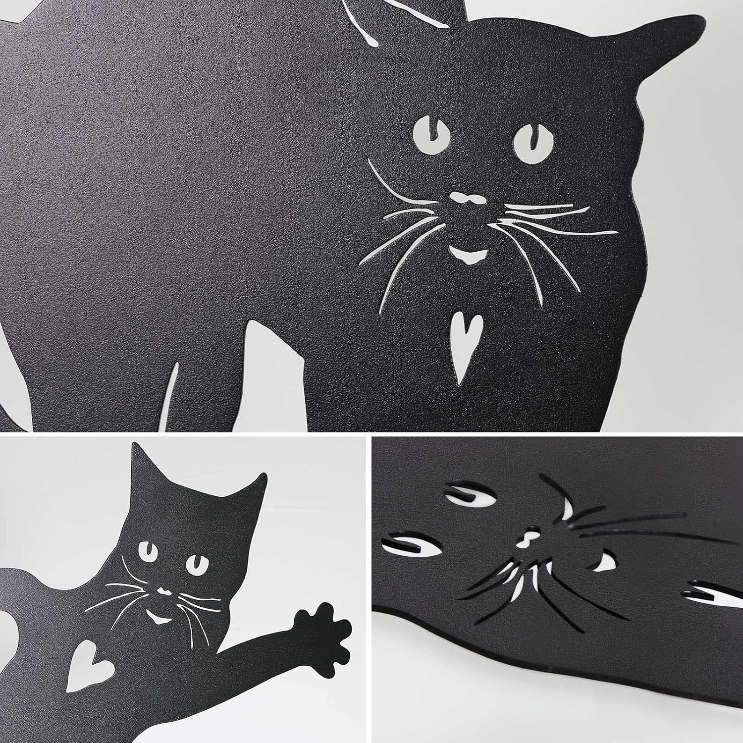 2 PCS Cat Silhouette Yard Art Garden Decorative Stake Hollow Out Anima