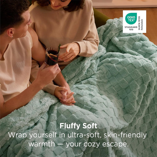 Bedsure GentleSoft Sage Green Throw Blanket for Couch - Checkered Fleece Blankets Gifts for Women Men Girls, Cute Soft Cozy Spring Throw for Bedroom Home Decor Gifts, 50x60 Inches