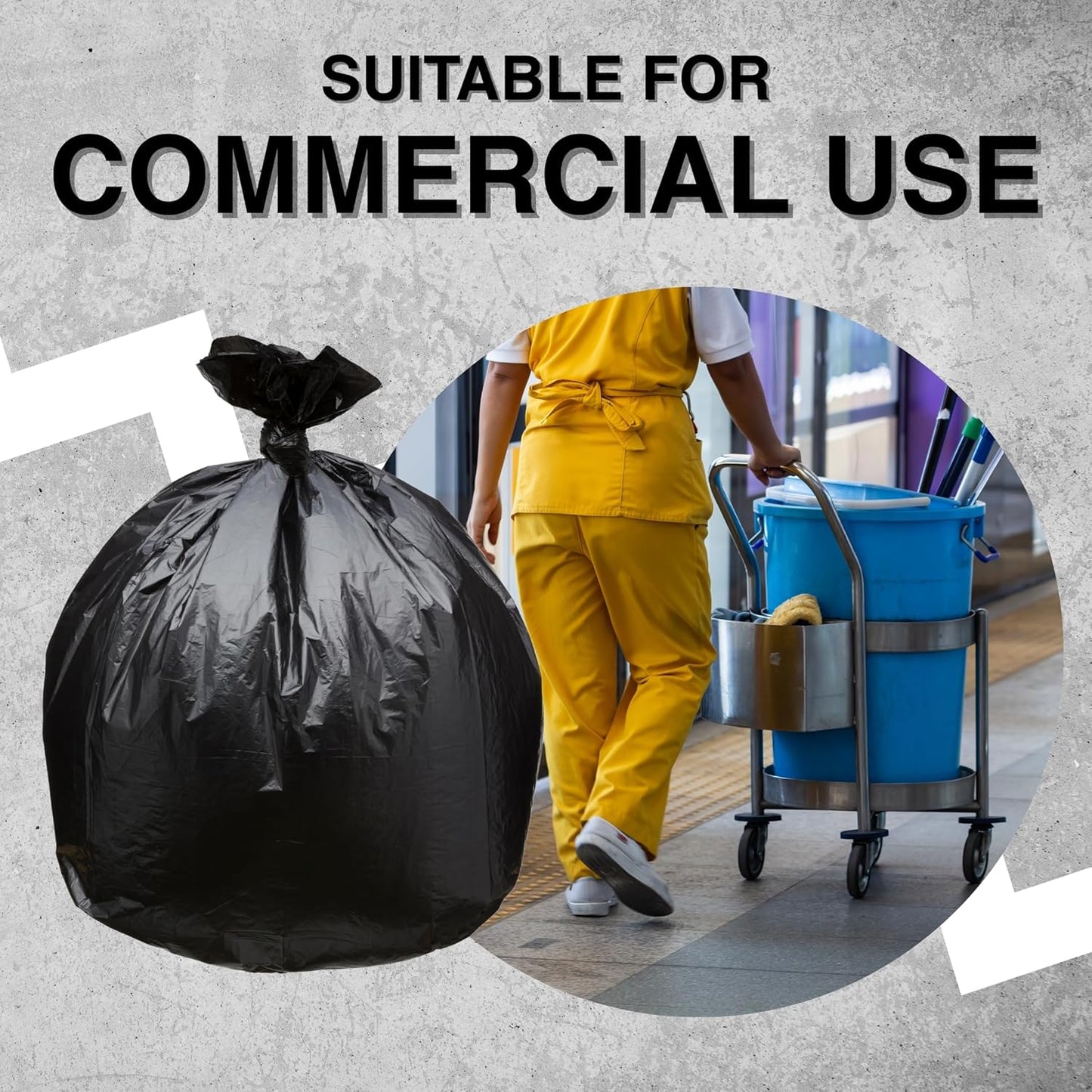 45 Gallon Garbage Trash Bag 40X46" 1.5 Mil Black 100 Count Can Liner Bulk 40 Gallon 41 Gallon 42 Gallon 43 Gallon 44 Gallon Made in USA