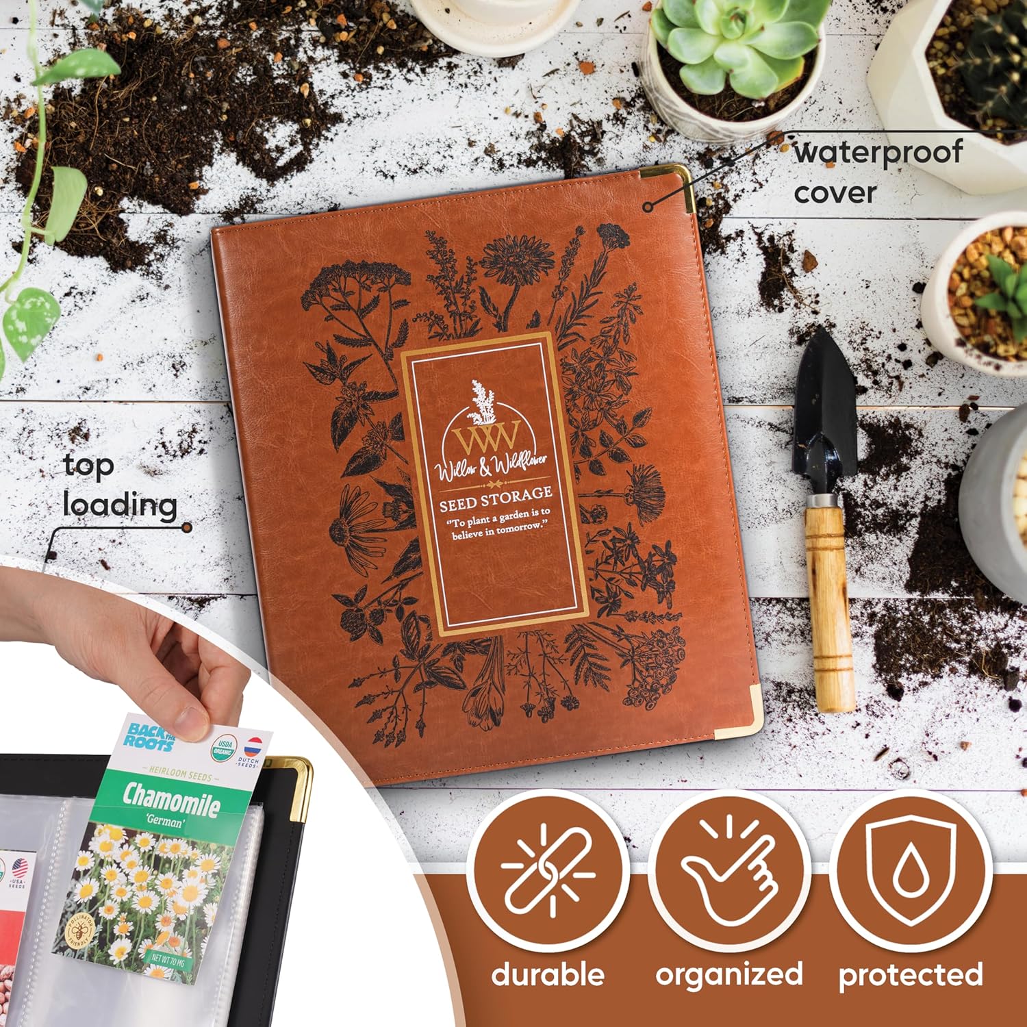 Willow and Wildflower Garden Seed Organizer Binder, Seed Storage Organ