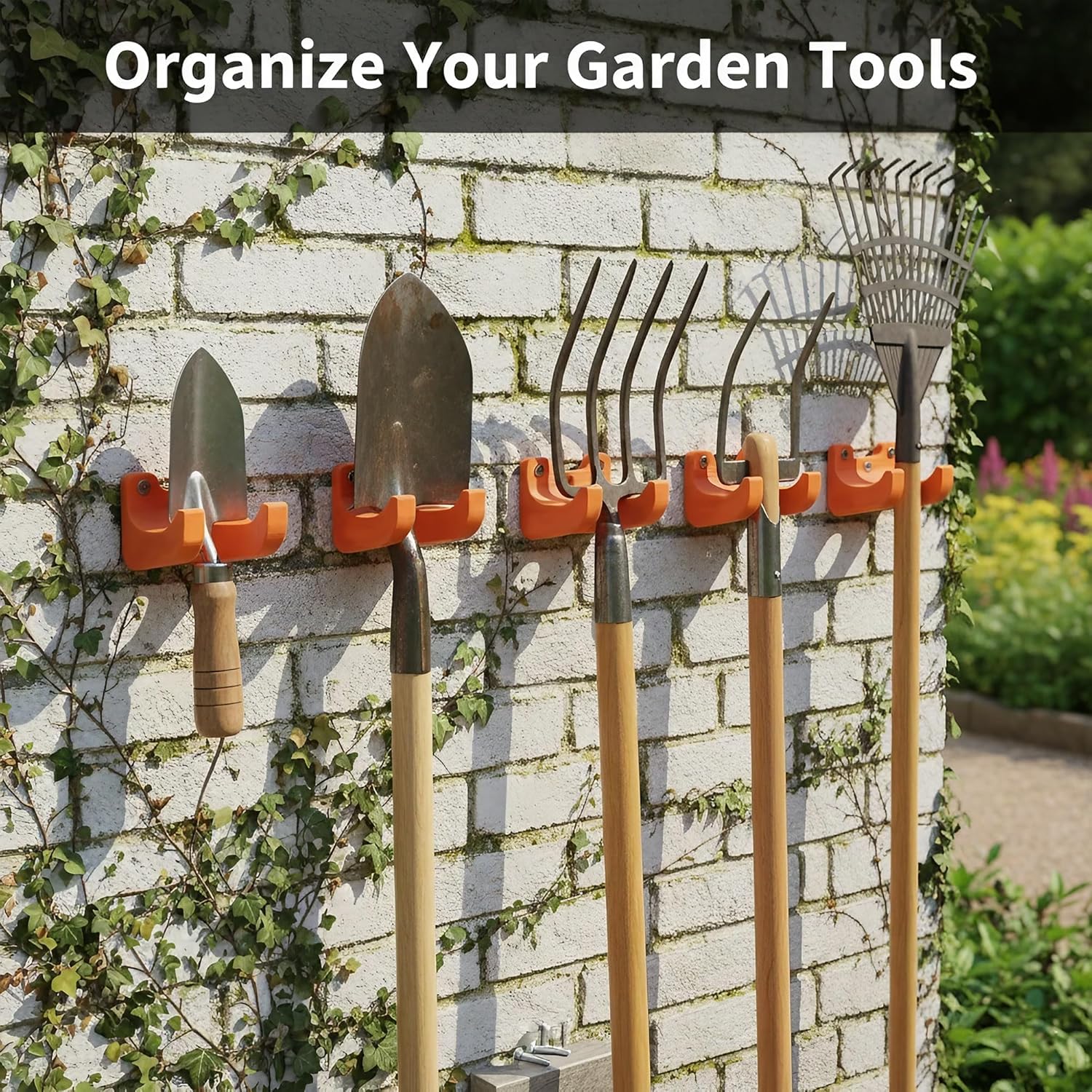 2-Pack Outdoor Garden Tool Hangers with Screws, Tool Storage Rack for 