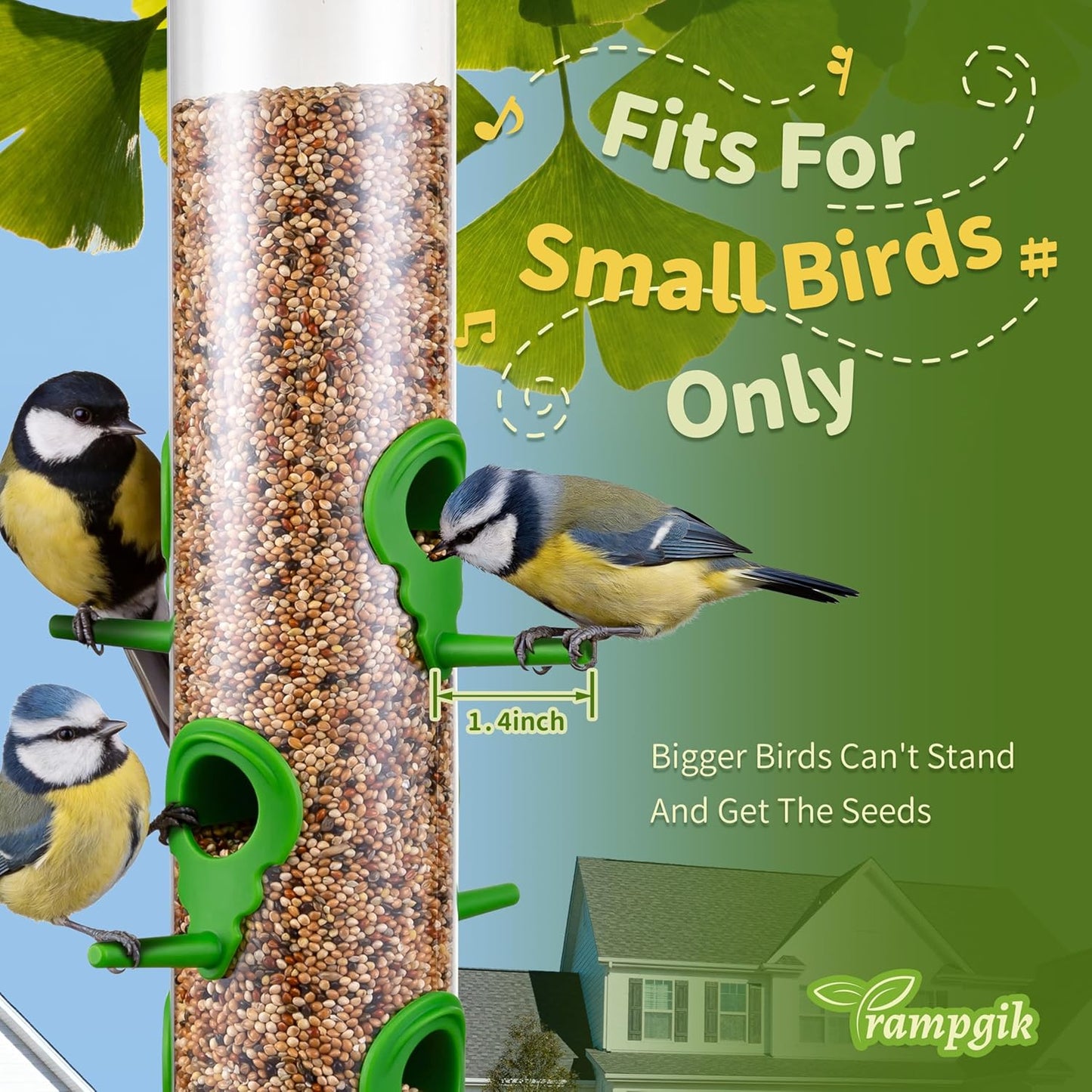 Bird Feeders for Outdoors Seed Catcher,6 Port Wild Bird Feeders with T