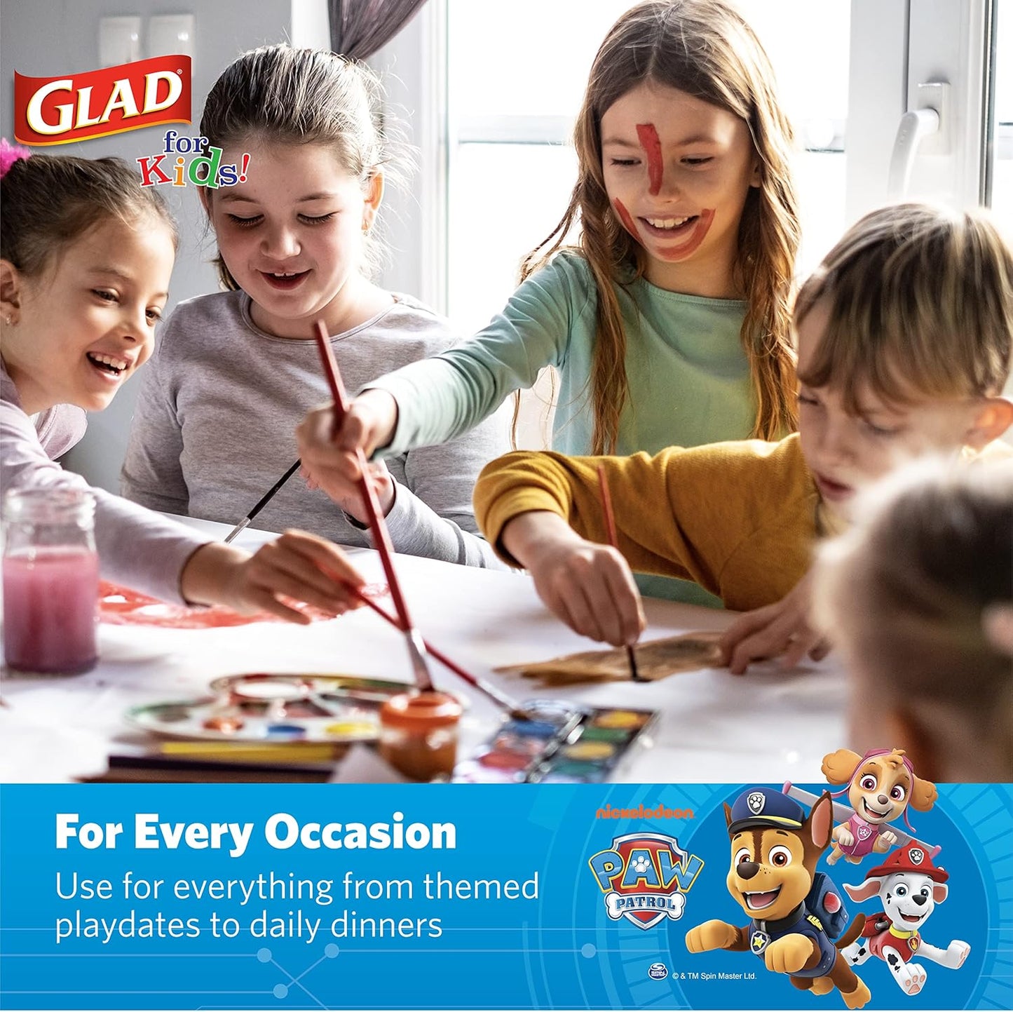 Glad for Kids Paw Patrol Disposable Paper Plates, Soak Proof and Cut Resistant Kids Plates, Microwave Safe for Meals and Snacks, Party and Everyday Use, Emojis Design, 8.5 Inch, 20 Count
