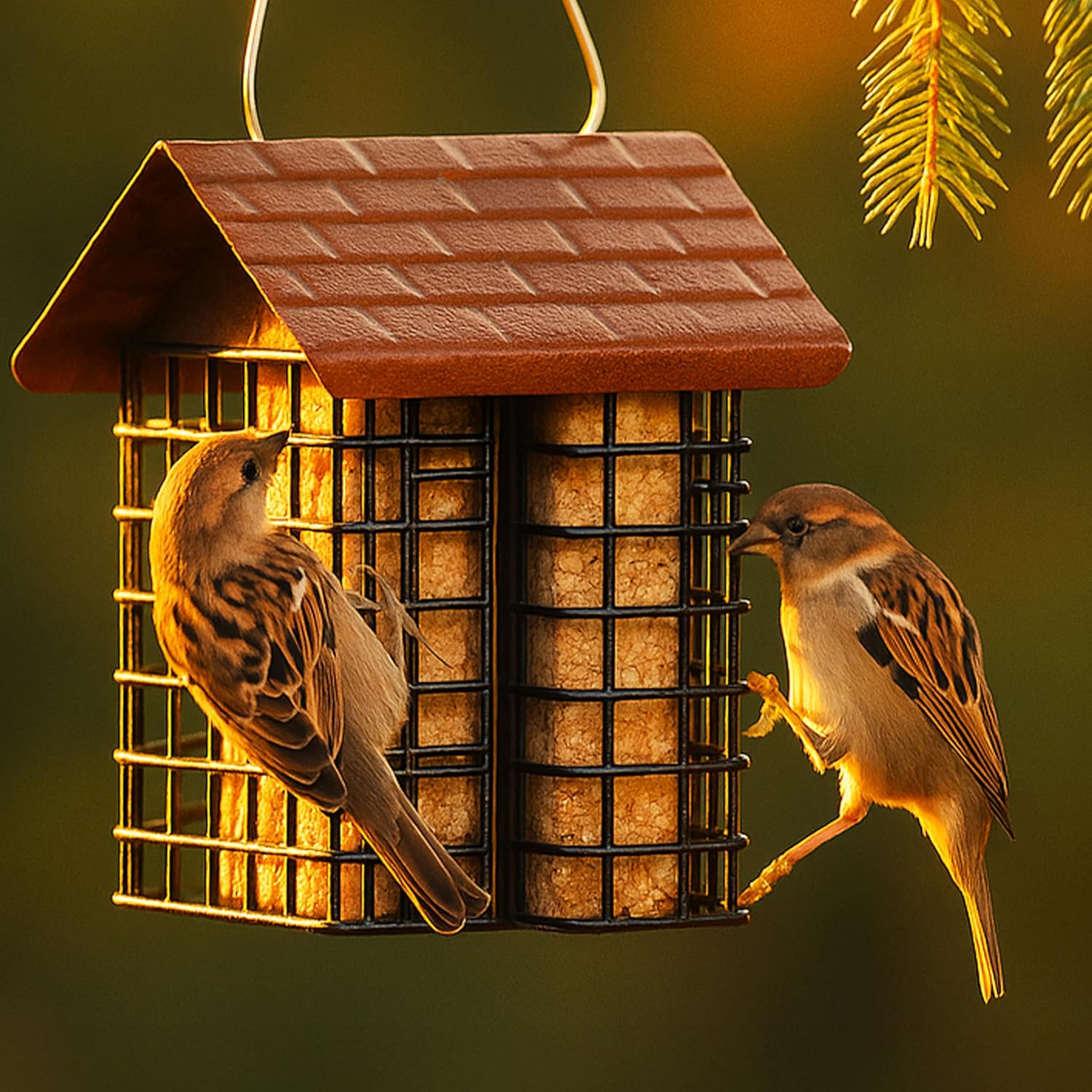 More Birds Double Suet Feeder with Weather Guard, 6.5" L X 4.25" W X 7