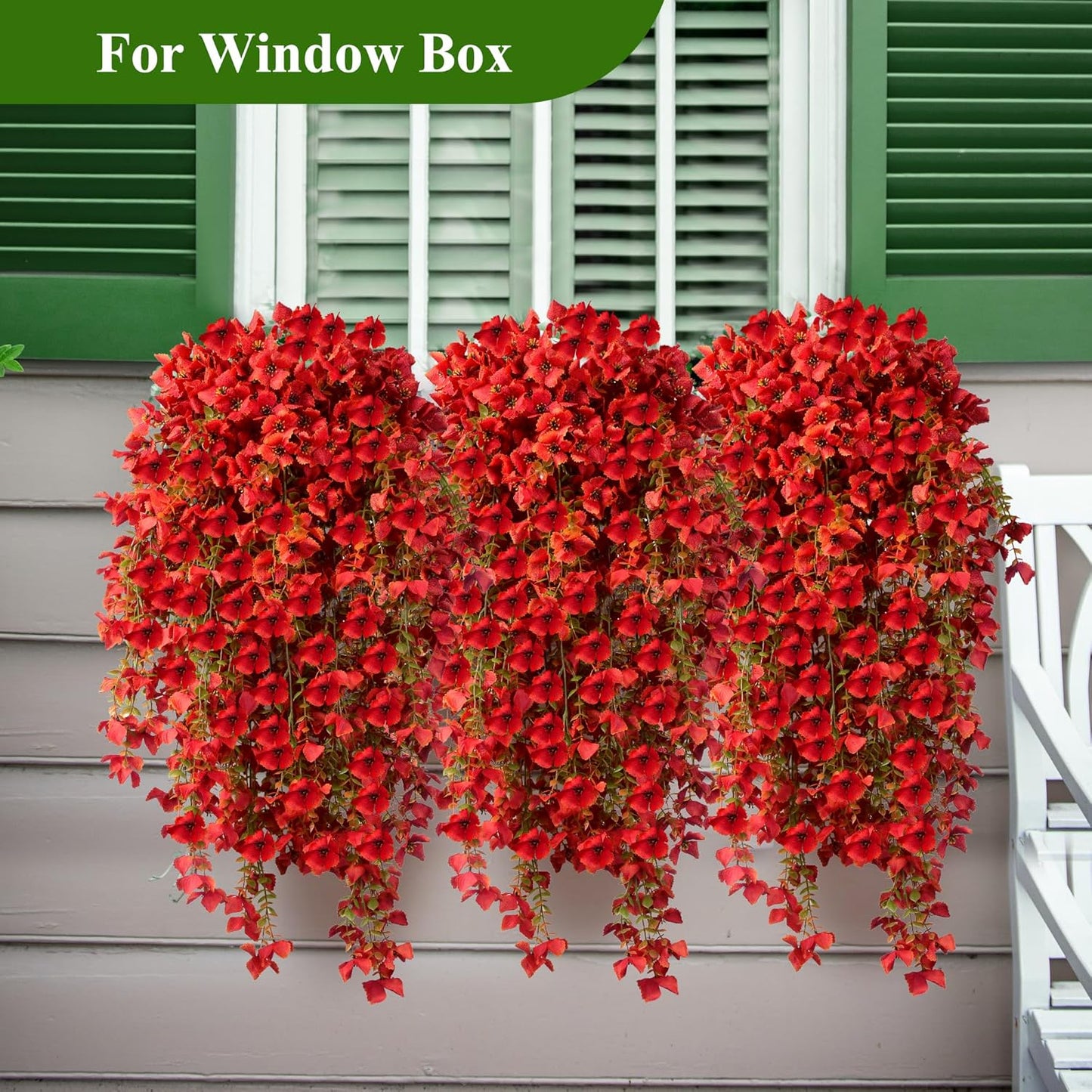 Artificial Fall Hanging Flowers Plants for Outdoors, 2Pcs Faux Silk Fake Hydrangea Mums for Autumn, UV Resistant Realistic Plants for Home Garden Porch Patio Balcony Planter Yard (2Pcs Fall Orange)