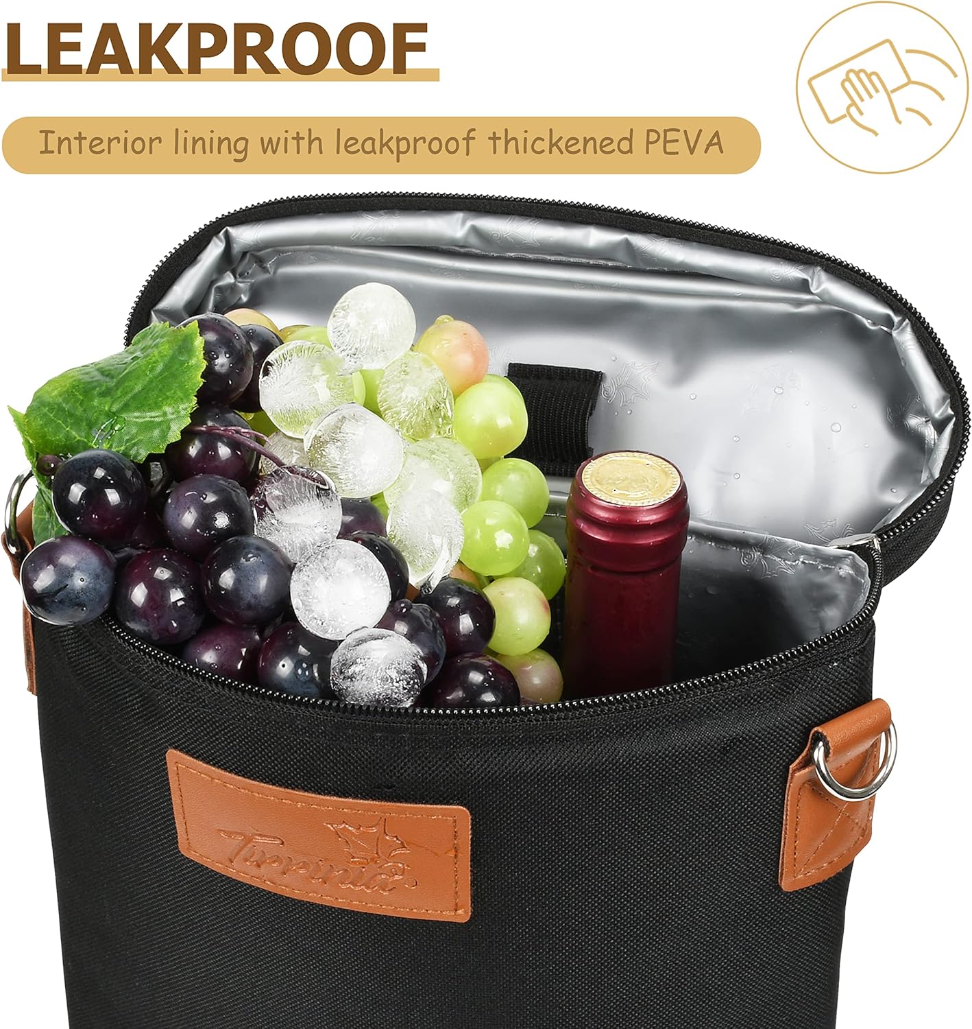 Tirrinia 2 Bottle Leakproof Insulated Wine Tote Carrier Bag - Padded C