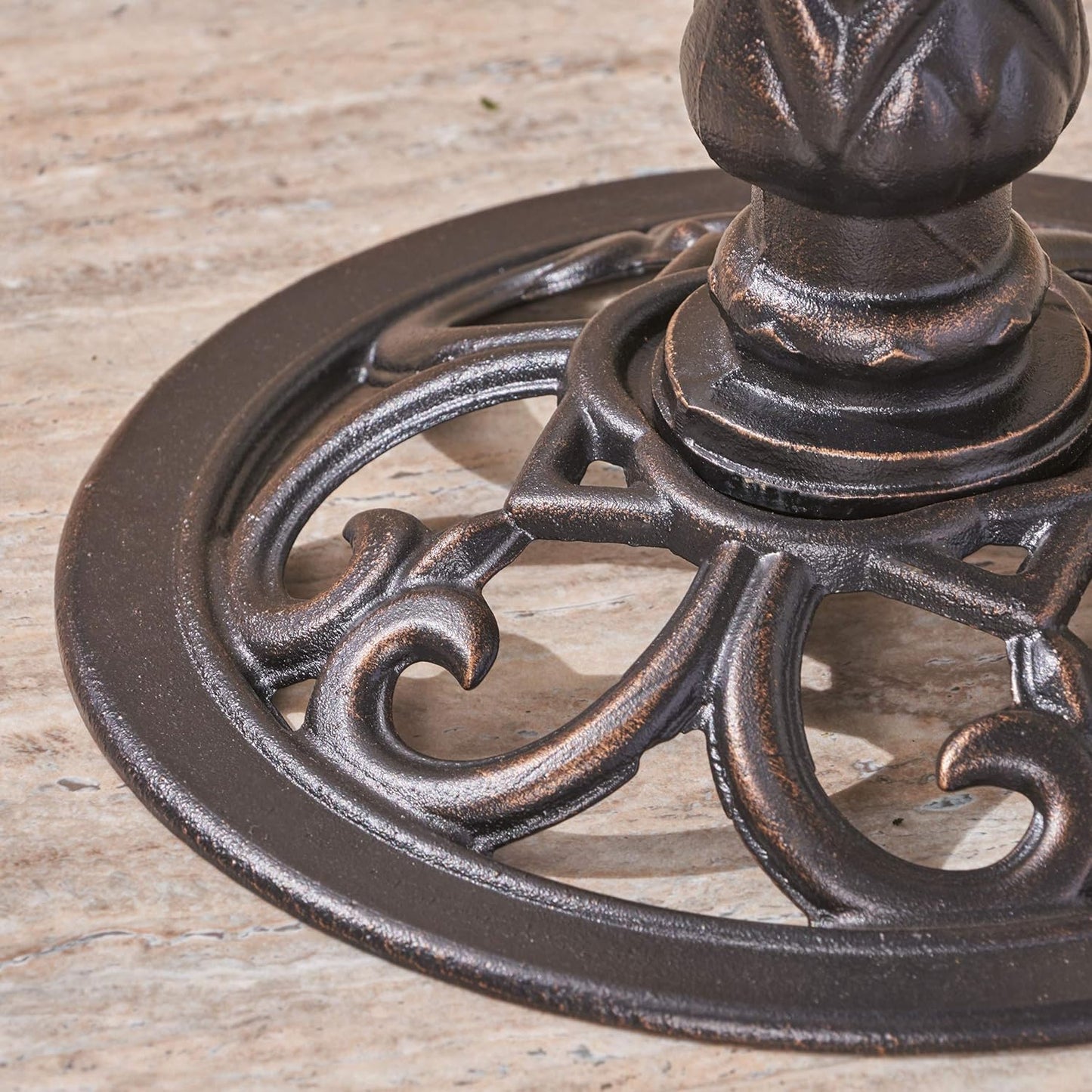 Christopher Knight Home Anessa Outdoor Aluminum and Iron Bird Bath, Shiny Copper
