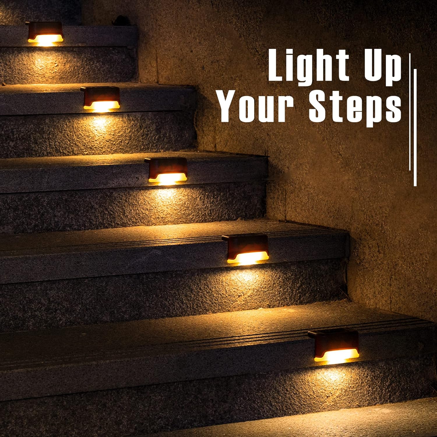 GIGALUMI Led Solar Deck Lights, 16 Pack Waterproof for Outdoor Stairs,