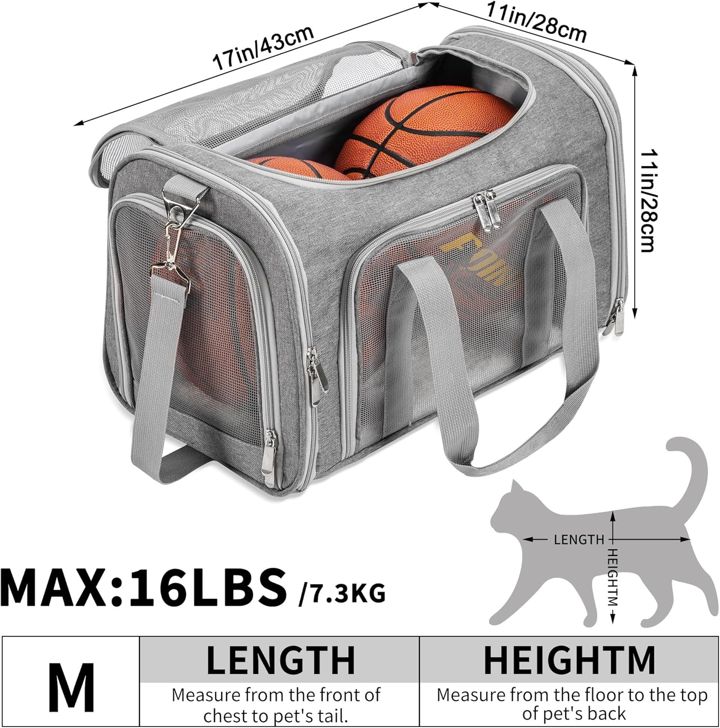 Soft-Sided Cat/Dog/Pet Carrier, Collapsible Pets Travel Carriers for B