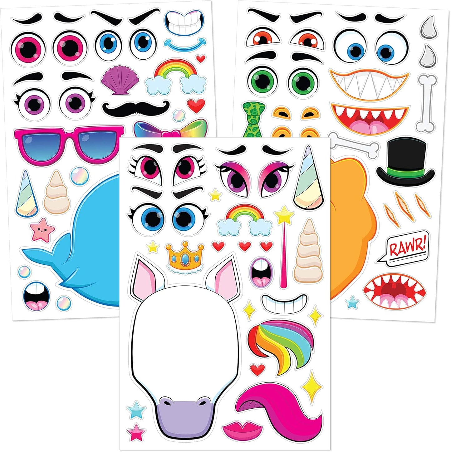 JOYIN 36 Sheets 9"x6" Make a face Stickers for Kids, Make Your Own Ani