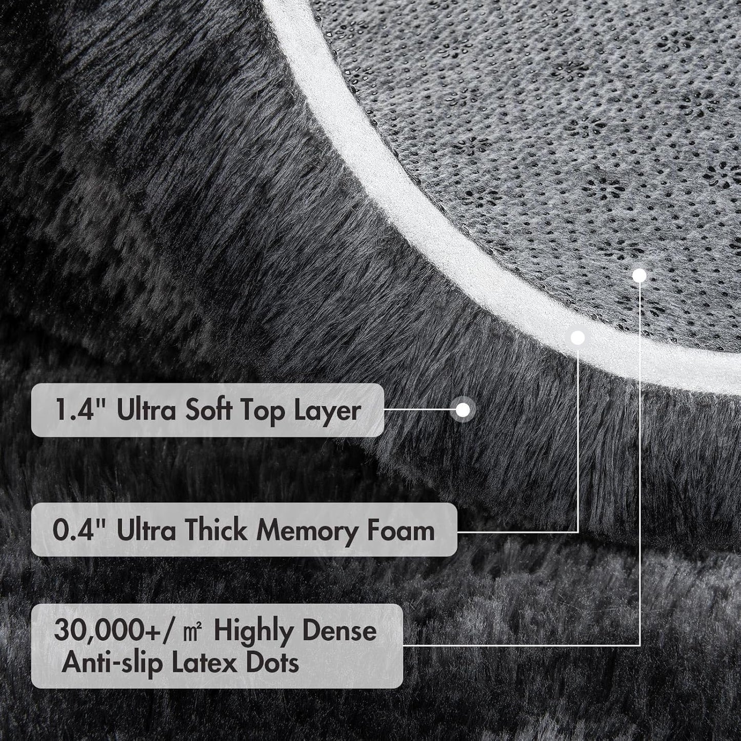 6x9 Ft Large Shag Rugs for Living Room Decor, Tie-Dyed Ultra Soft Fluffy Furry Area Rugs for Bedroom Indoor Floor, Aesthetic Carpet for Kids Home (Dark Grey)
