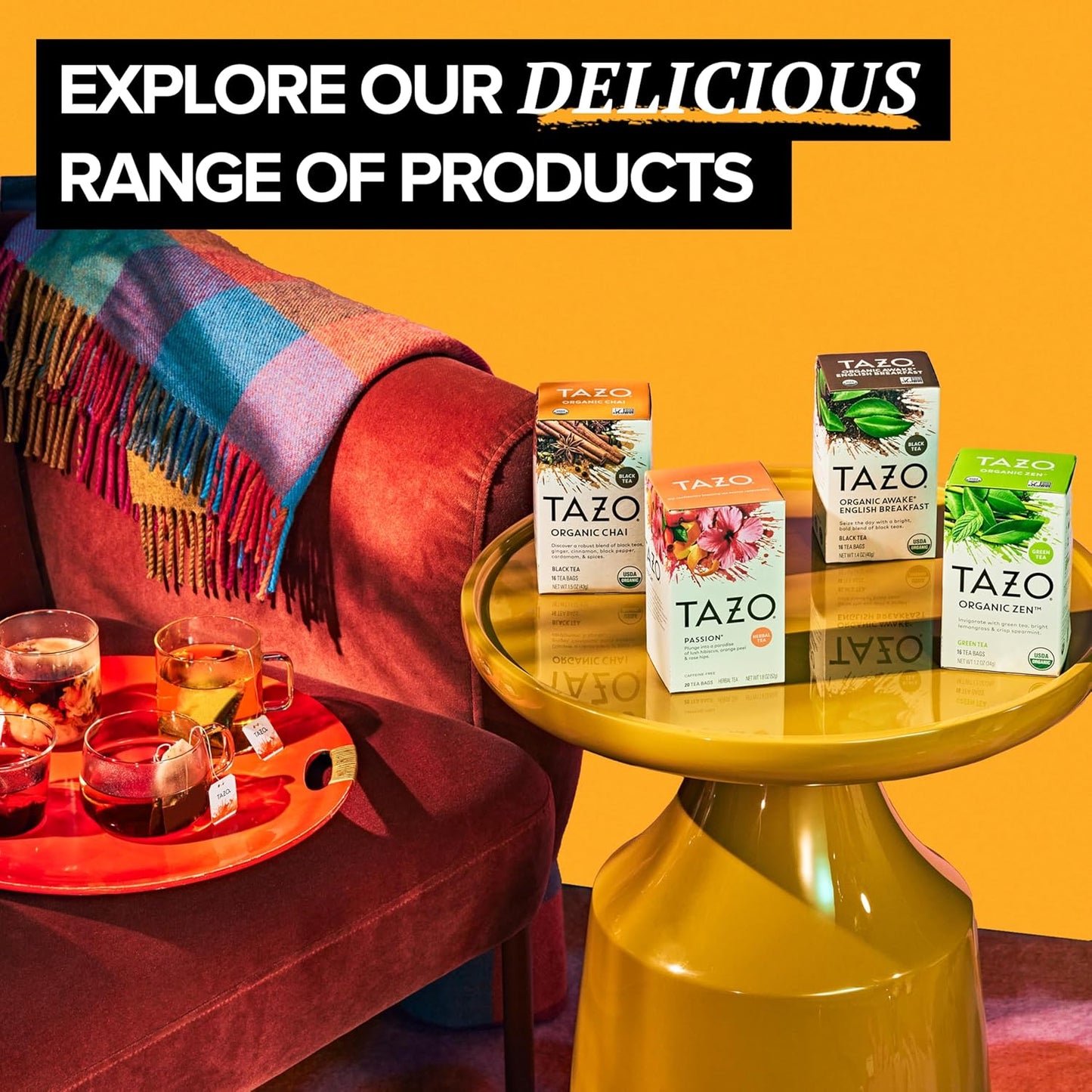 TAZO Organic Chai Black Tea Bags, Caffeinated tea, 16 Total Bags