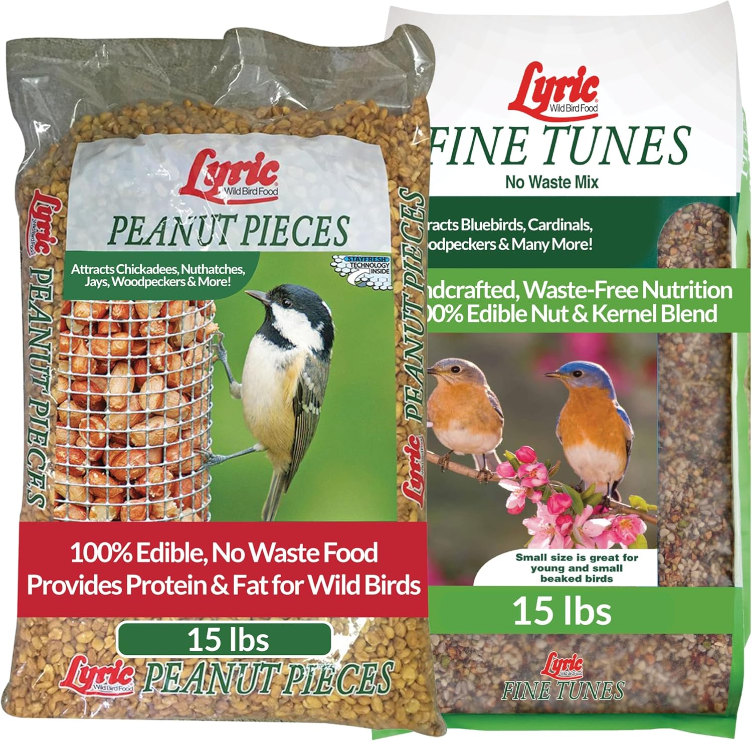 Lyric Peanut Pieces - Shelled Peanuts for Wild Birds 15 lb and Lyric F