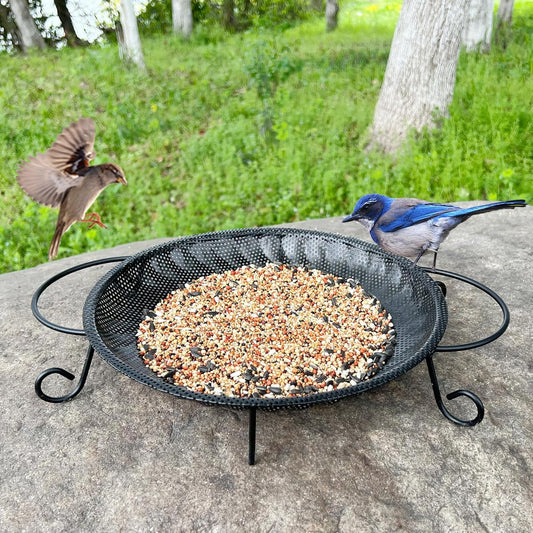 Upgraded Ground Platform Bird Feeder Tray,11.8” Stainless Steel Large 