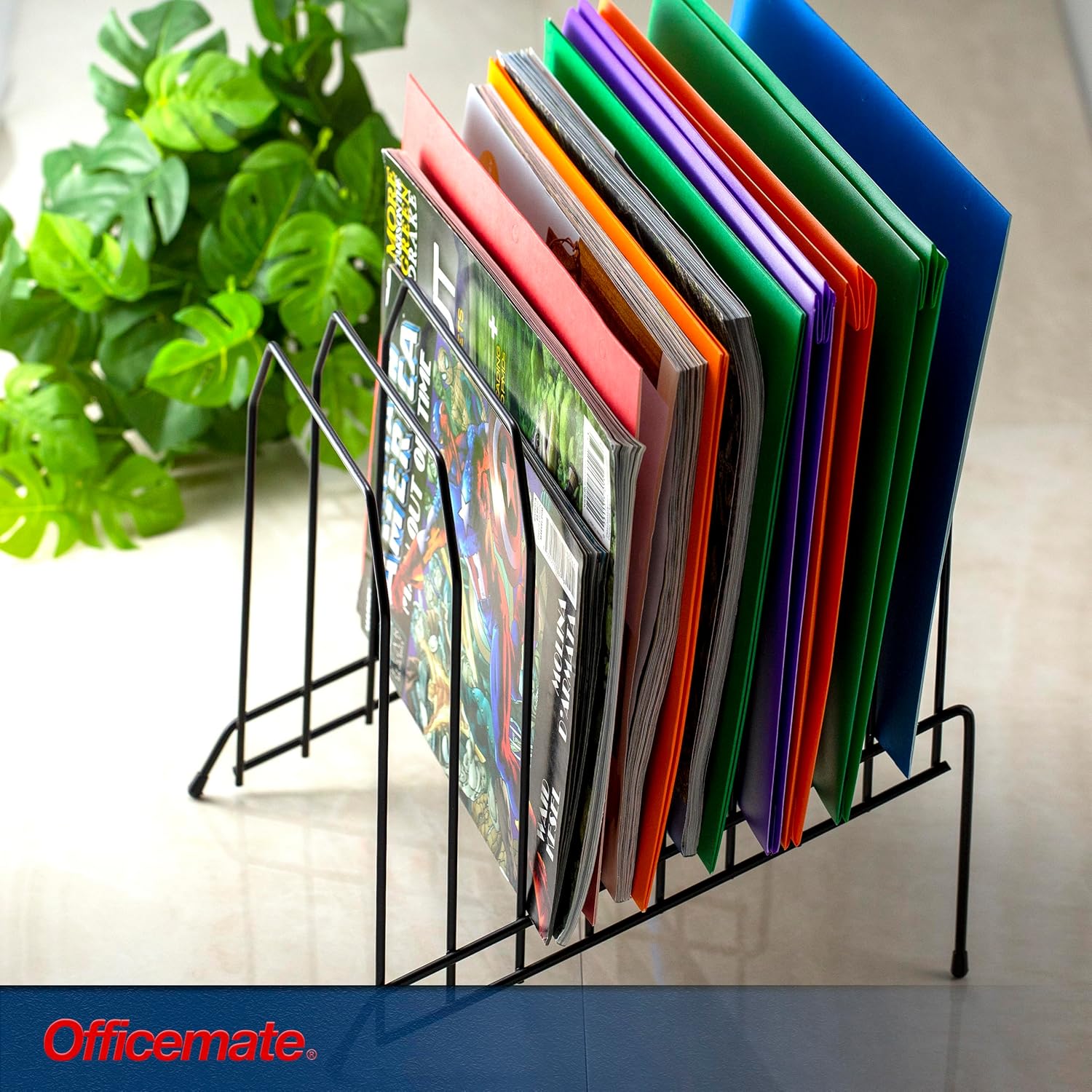 Officemate Large Incline 8 Compartment Wire Caddy, Black, 8.5 x 10.375