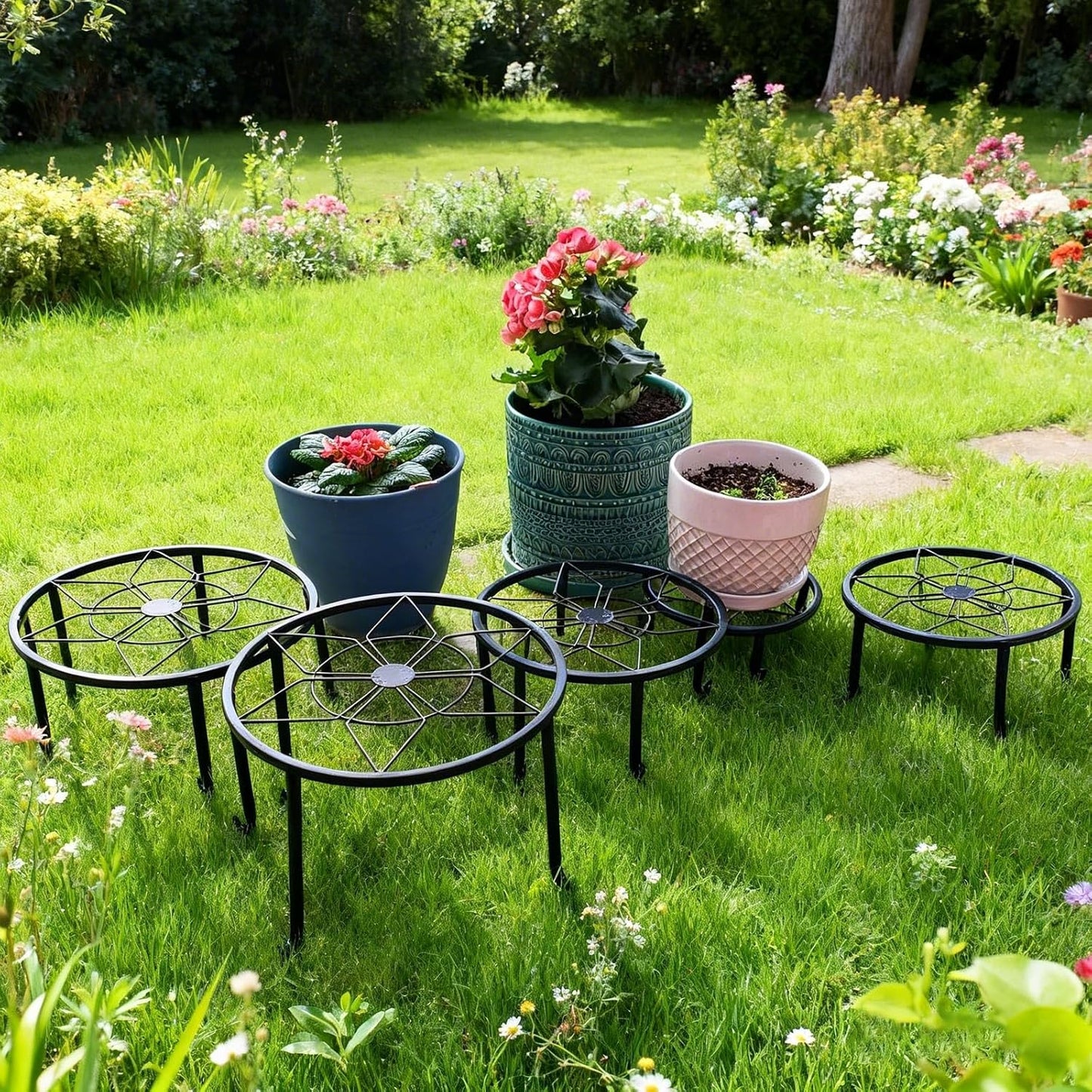 5 Pack Metal Plant Stands,Heavy Duty Potted Holder for Flower Pot,Indo