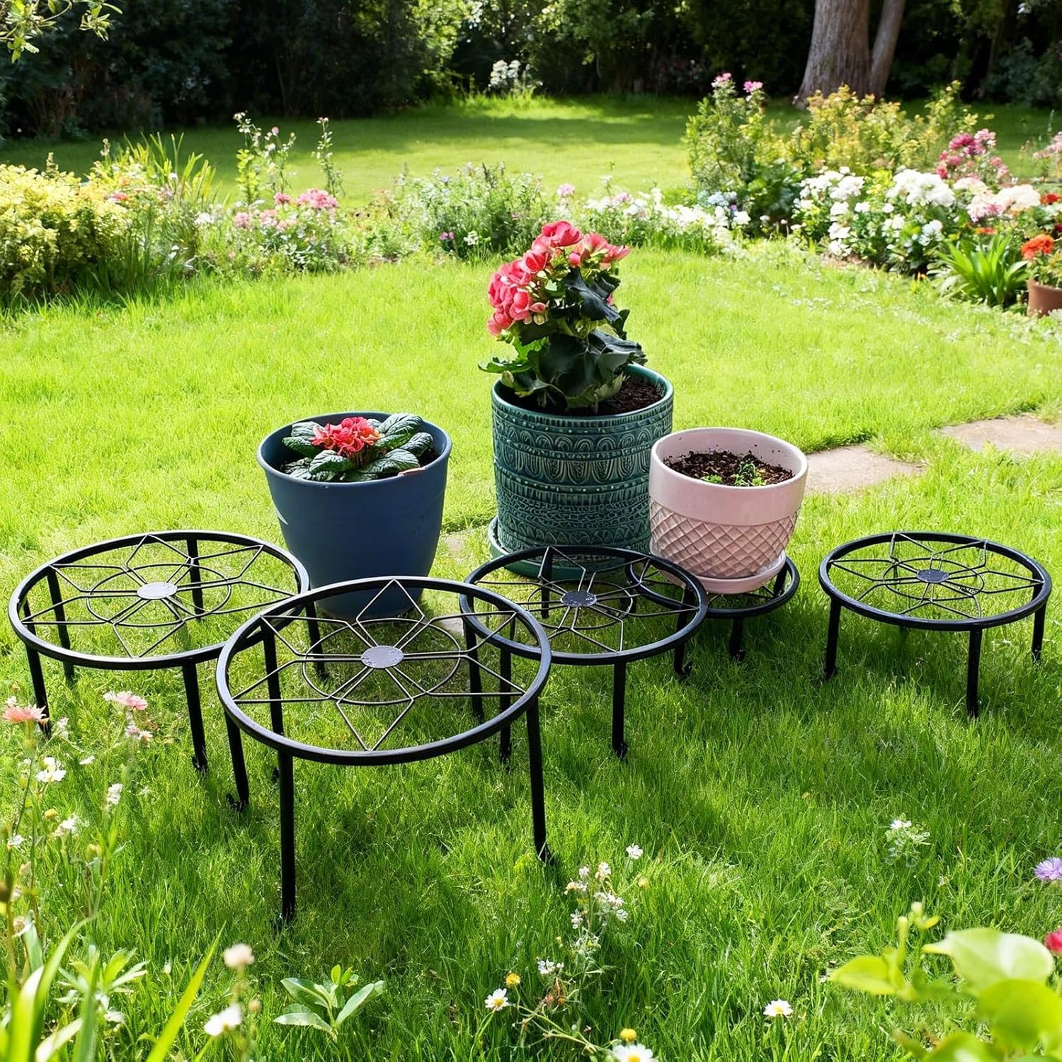 5 Pack Metal Plant Stands,Heavy Duty Potted Holder for Flower Pot,Indo