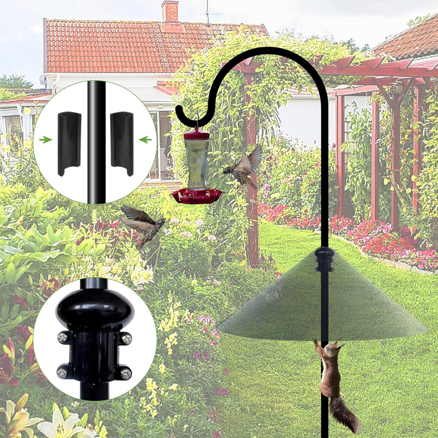 Squirrel Baffle for Bird Feeder Pole - 19 Inch for Shepherd’s Hook, Sq
