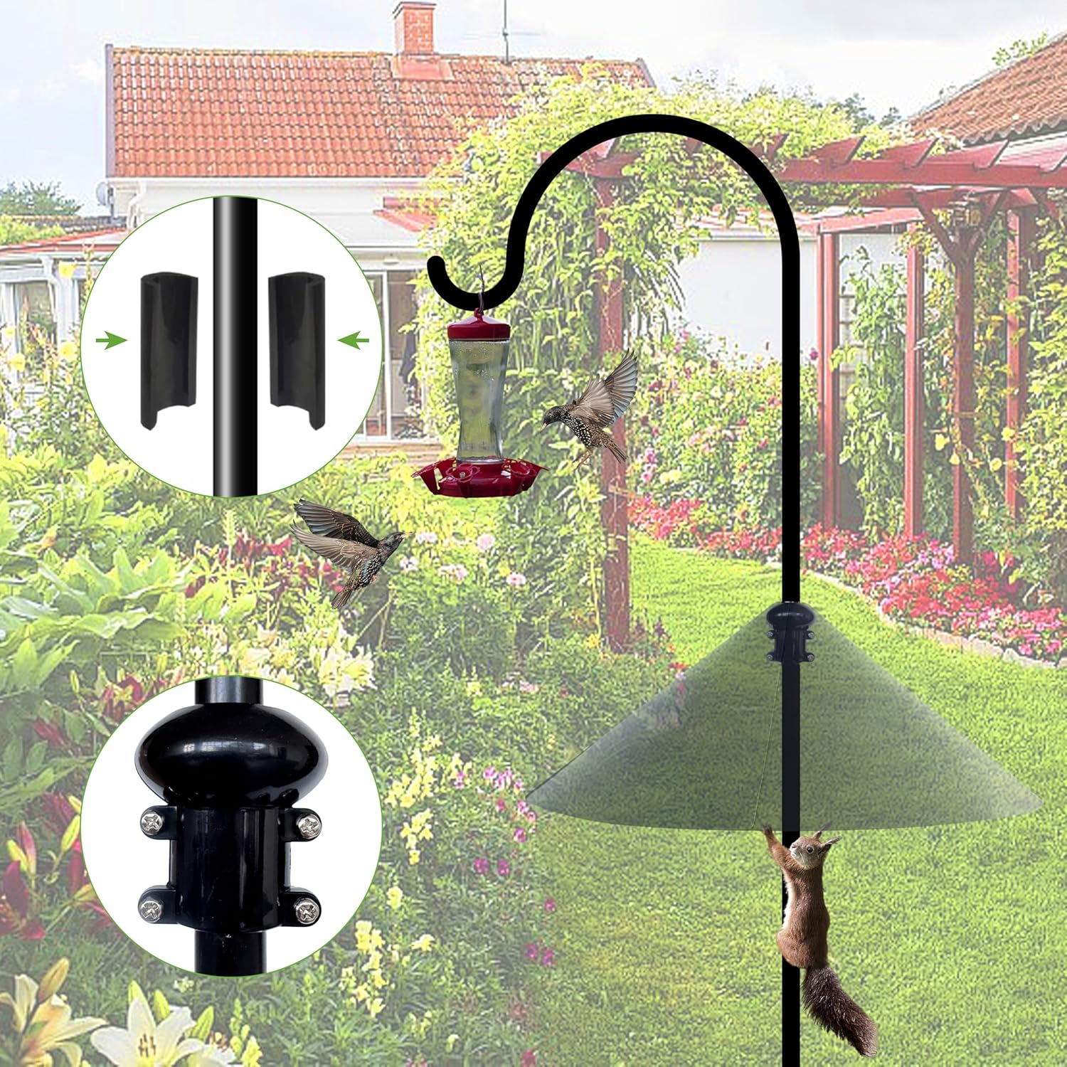 Squirrel Baffle for Bird Feeder Pole - 19 Inch for Shepherd’s Hook, Sq