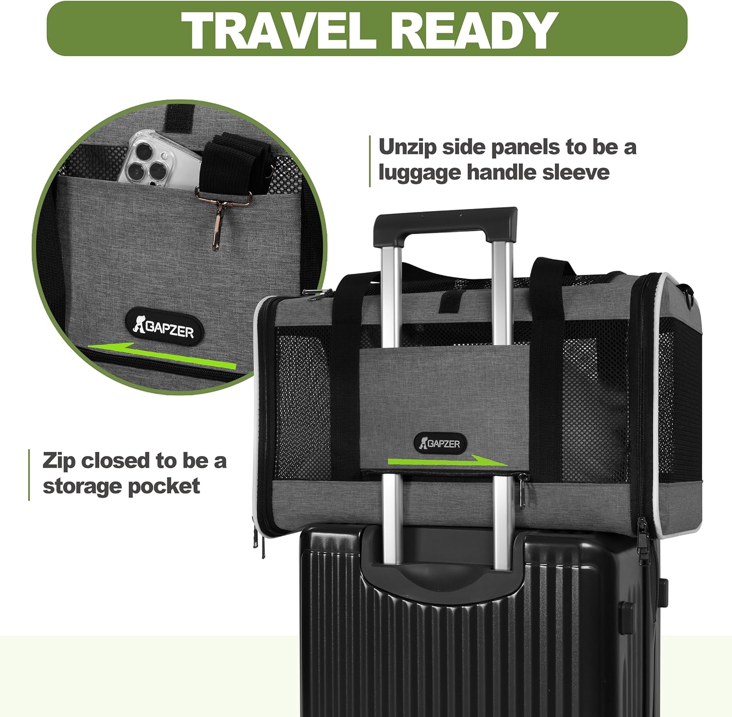 Cat Carrier 18x11x11 Top Load Soft Pet Travel Bag Over 15 lbs, Collaps