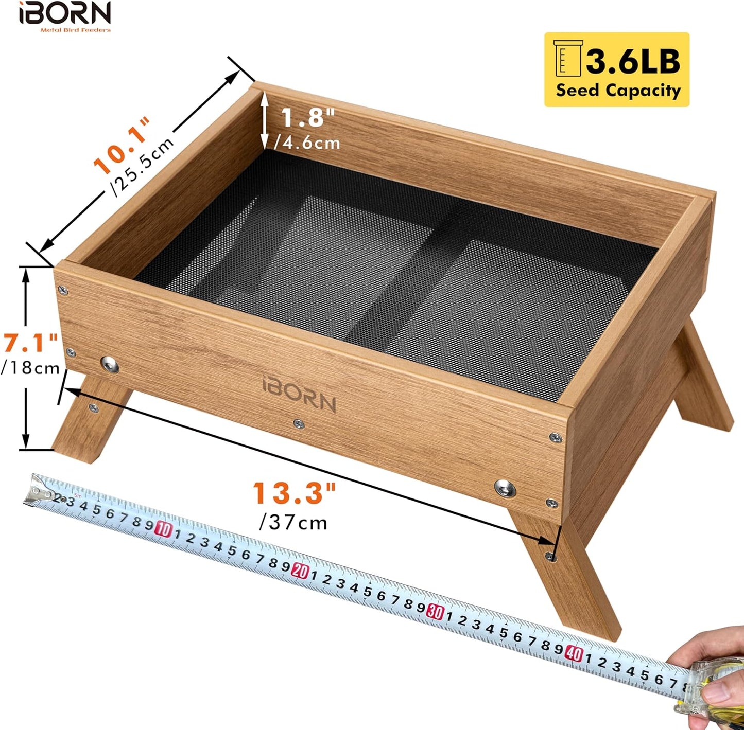 iBorn Ground Bird Feeder, Bird & Squirrel Platform Feeder for Outdoors