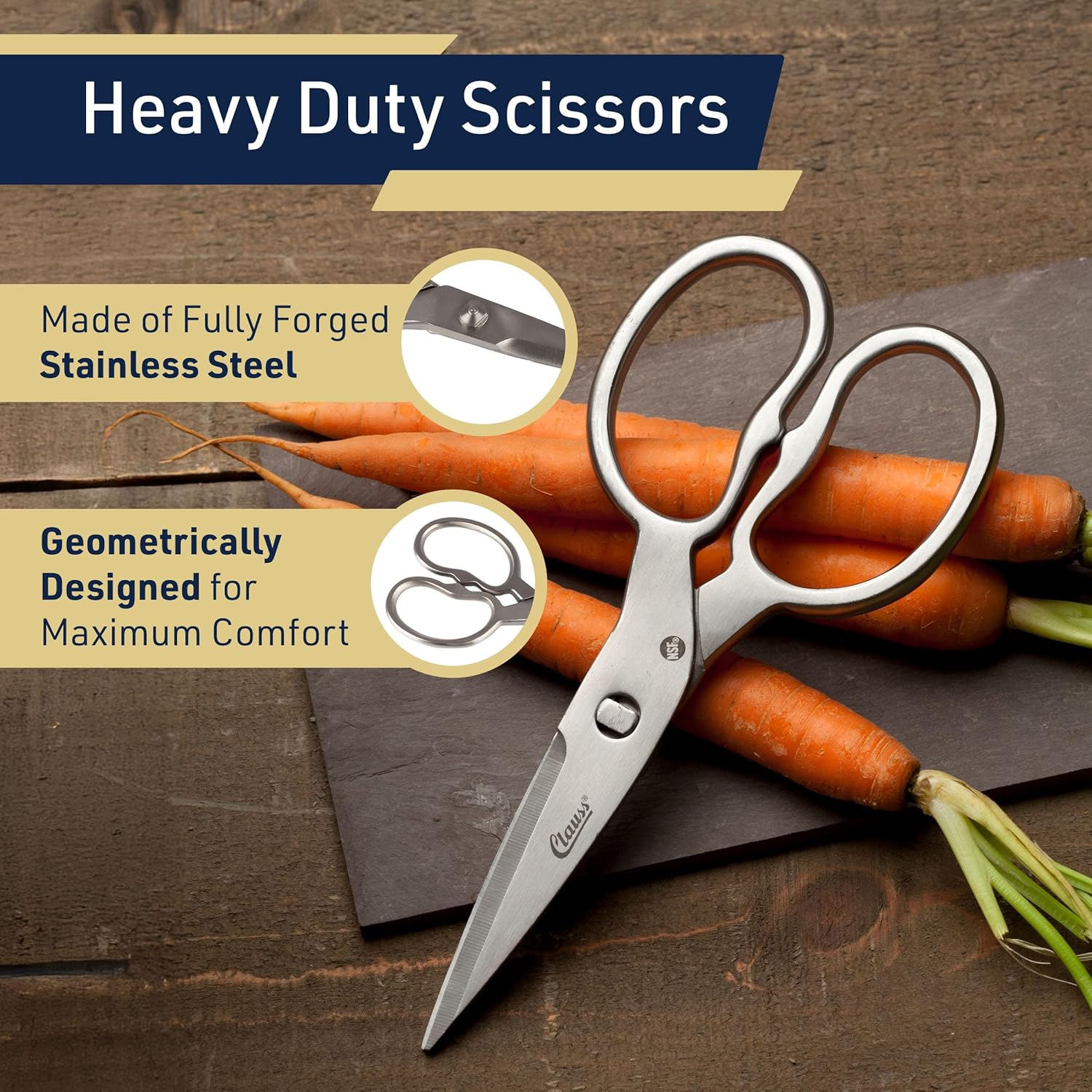 Heavy Duty Kitchen Scissors - Multipurpose Forged Stainless Steel Scis