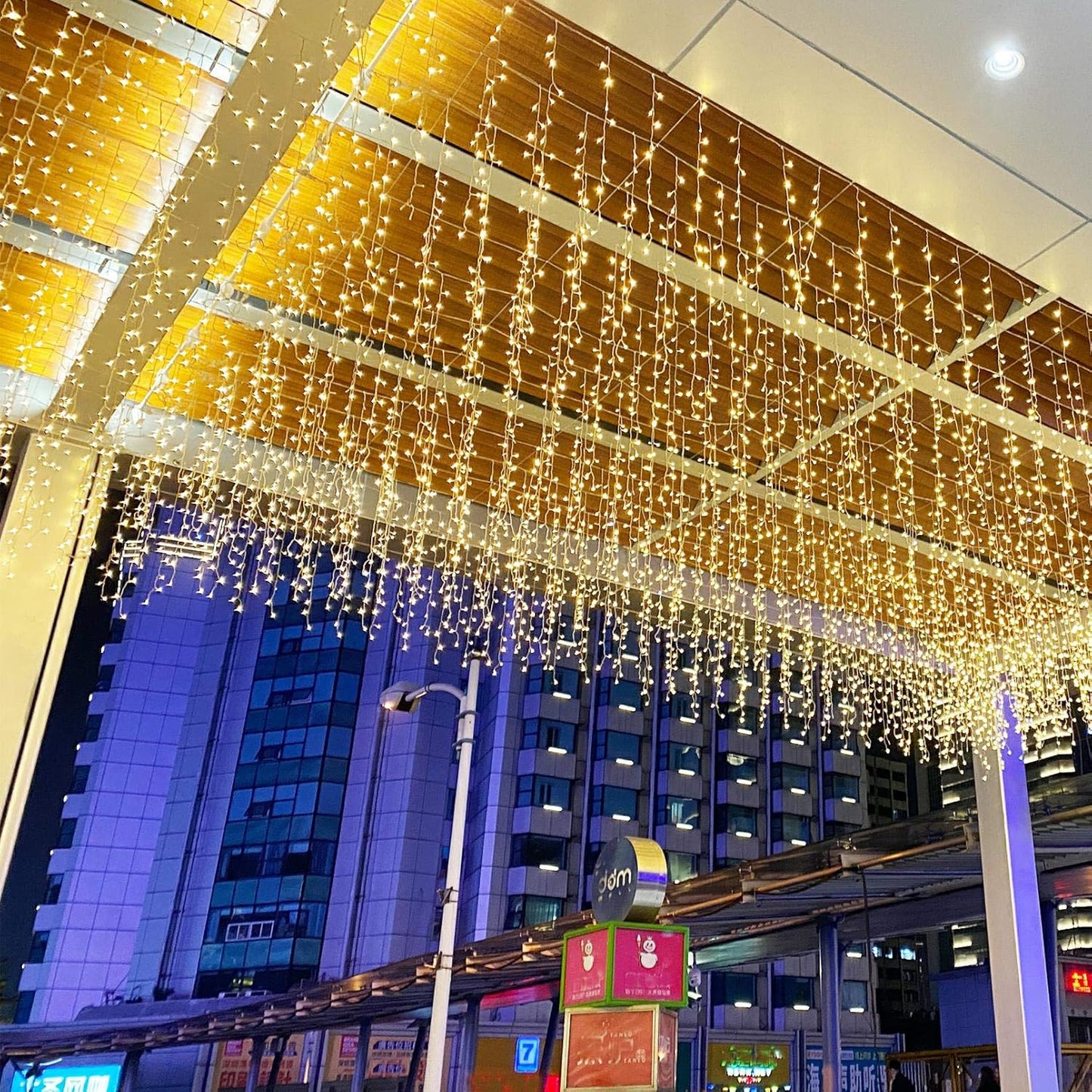 LED Window Curtain String Lights, GYDING Christmas Lcicle Lights 4M/13Ft 96 LED Starry Fairy String Lights Plug in 8 Modes for Wedding Party Bedroom Garden Patio Outdoor Indo (Warm White, 4)
