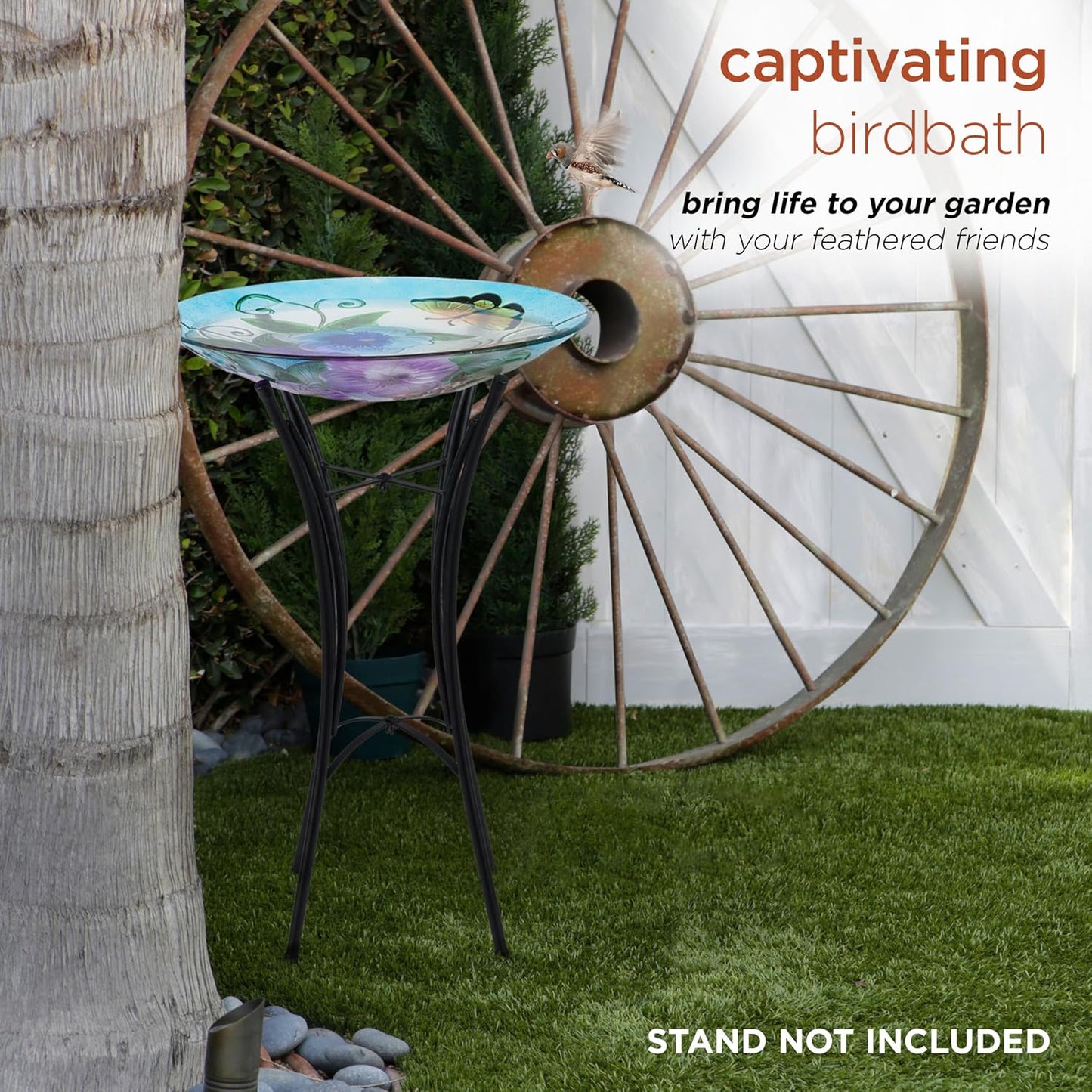 Alpine Corporation 18" Outdoor Birdbath Bowl Topper, Garden Decor
