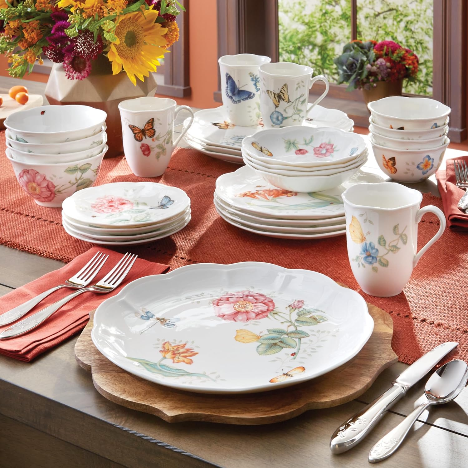 Lenox Dinnerware Set, Butterfly Meadow 28-Piece Set, Service For 4, Po
