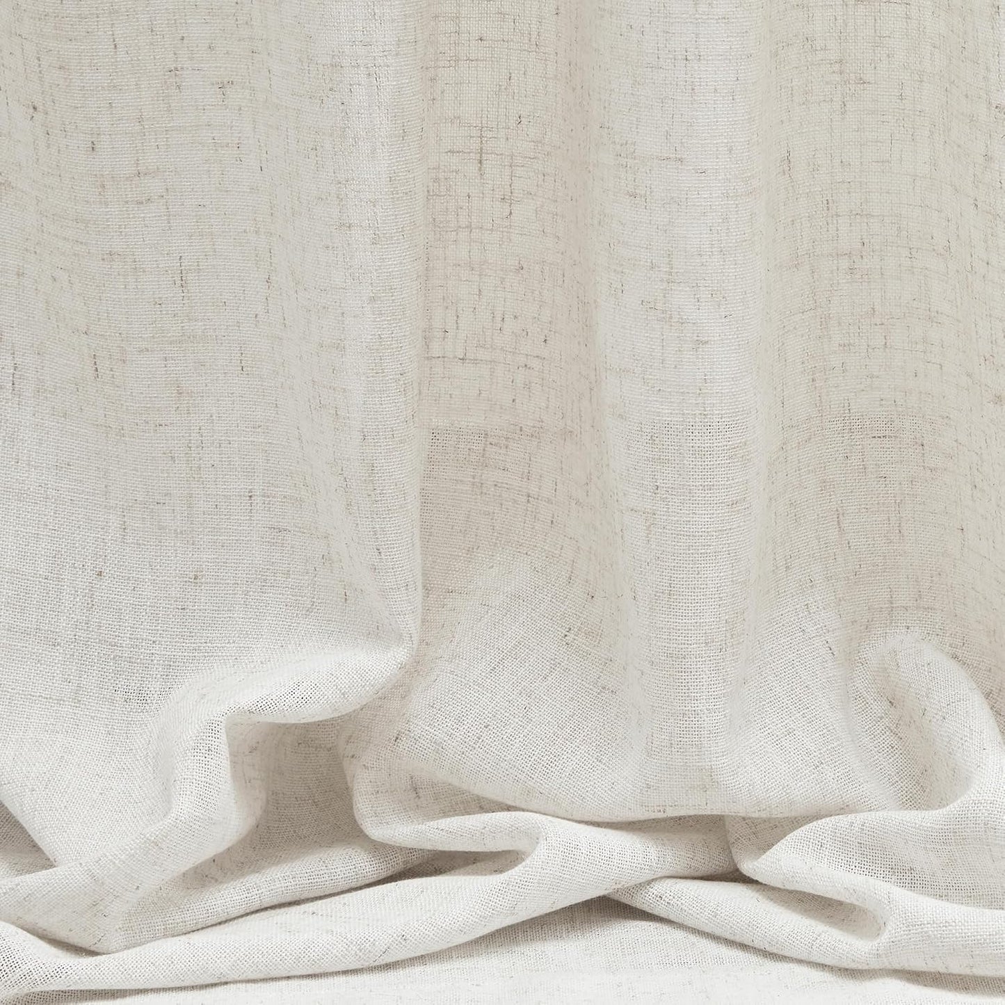 MYSKY HOME Linen Curtains for Living Room, Natural Semi Sheer Curtains & Drapes 84 inches Length 2 Panels Set Farmhouse Country Boho Style Back Tab Draperies for Sliding Glass Door, 50" Wide, Linen