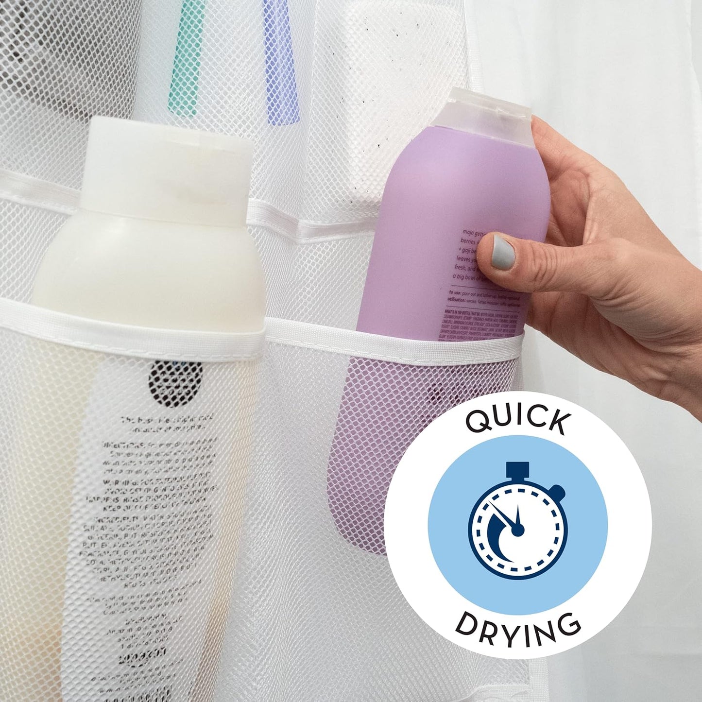 S&T INC. Shower Organizer, Shower Caddy or Bathroom Organizer with Quick Drying Mesh, 7 Pockets to Hold Shampoo, Soap, Loofah, and Cruise Ship Essentials, 14 Inch by 30 Inch, White, 2 Pack
