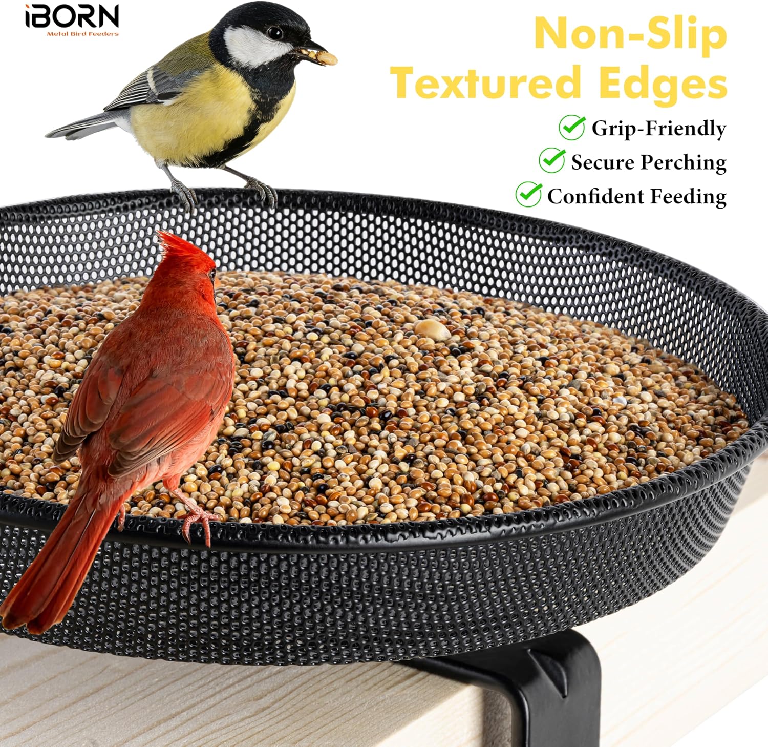 iBorn Deck Bird Feeders for Outdoors,Platform Bird Seed Tray with 5.5 