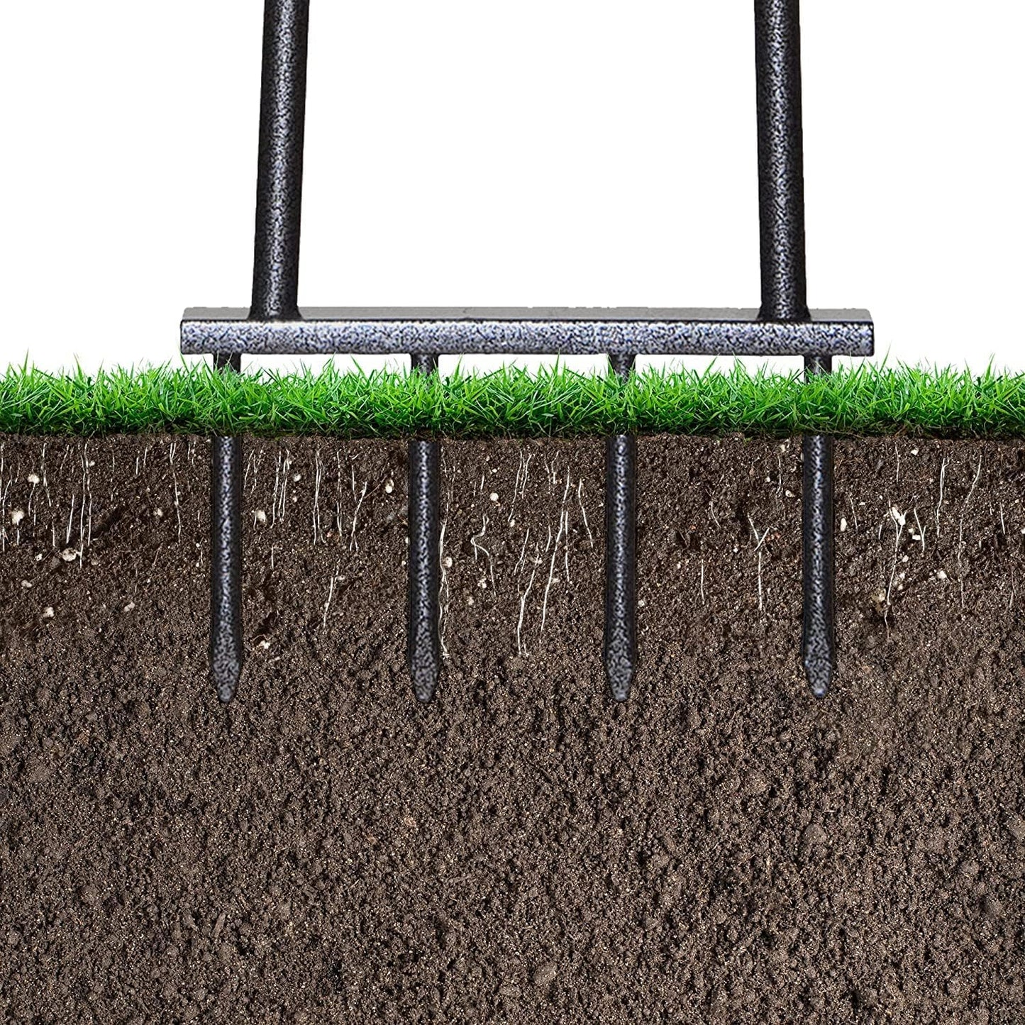 Yard Butler Spike Grass Aerator, IM-7C - Lawn Care Tool for Aerating - Long-Handled - Power-Coated Steel Construction - Comfortable Cushioned Handles Garden Tool - Easy to Use