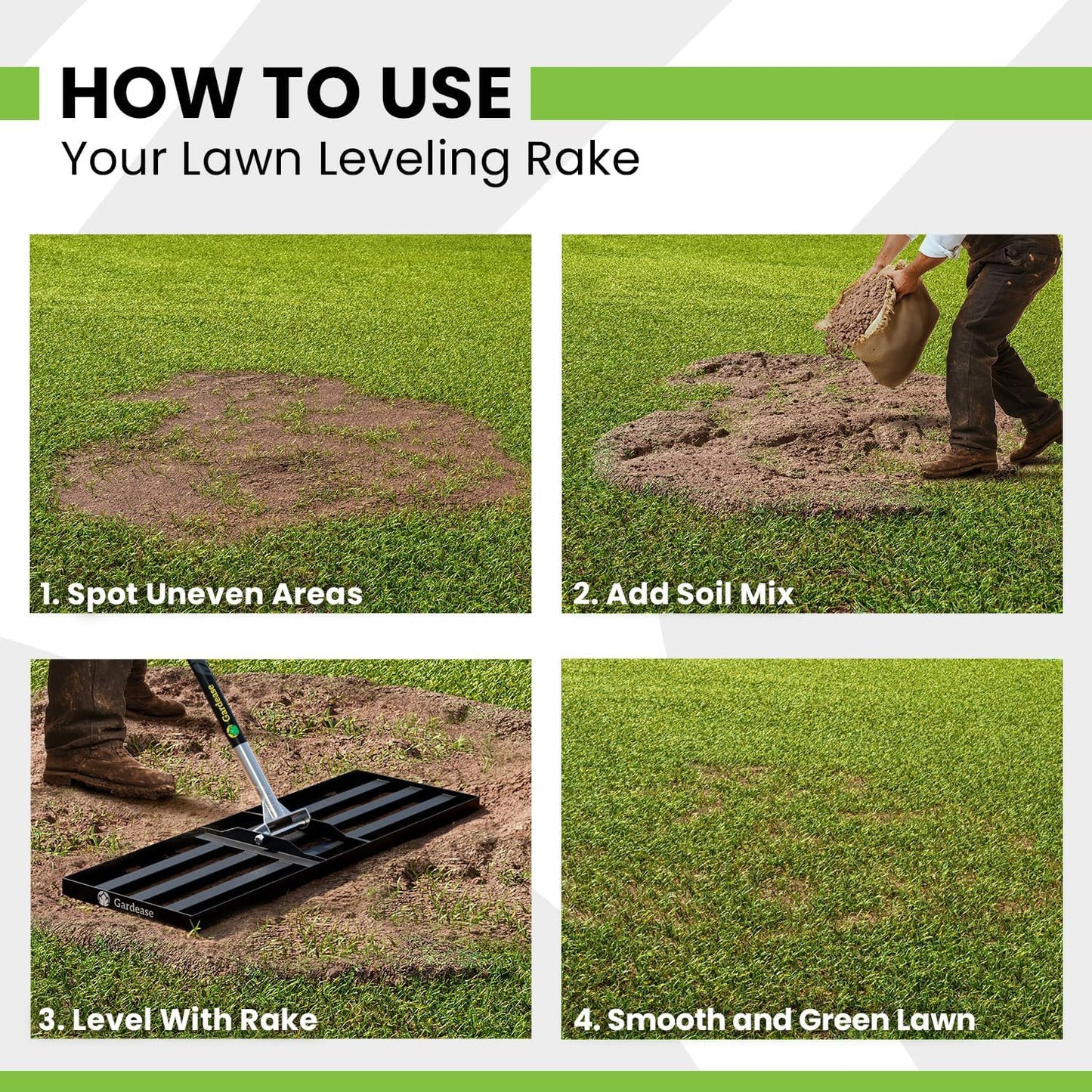 Gardease Lawn Leveling Rake 48 Inch x 10 Inch – Heavy Duty Lawn Levele