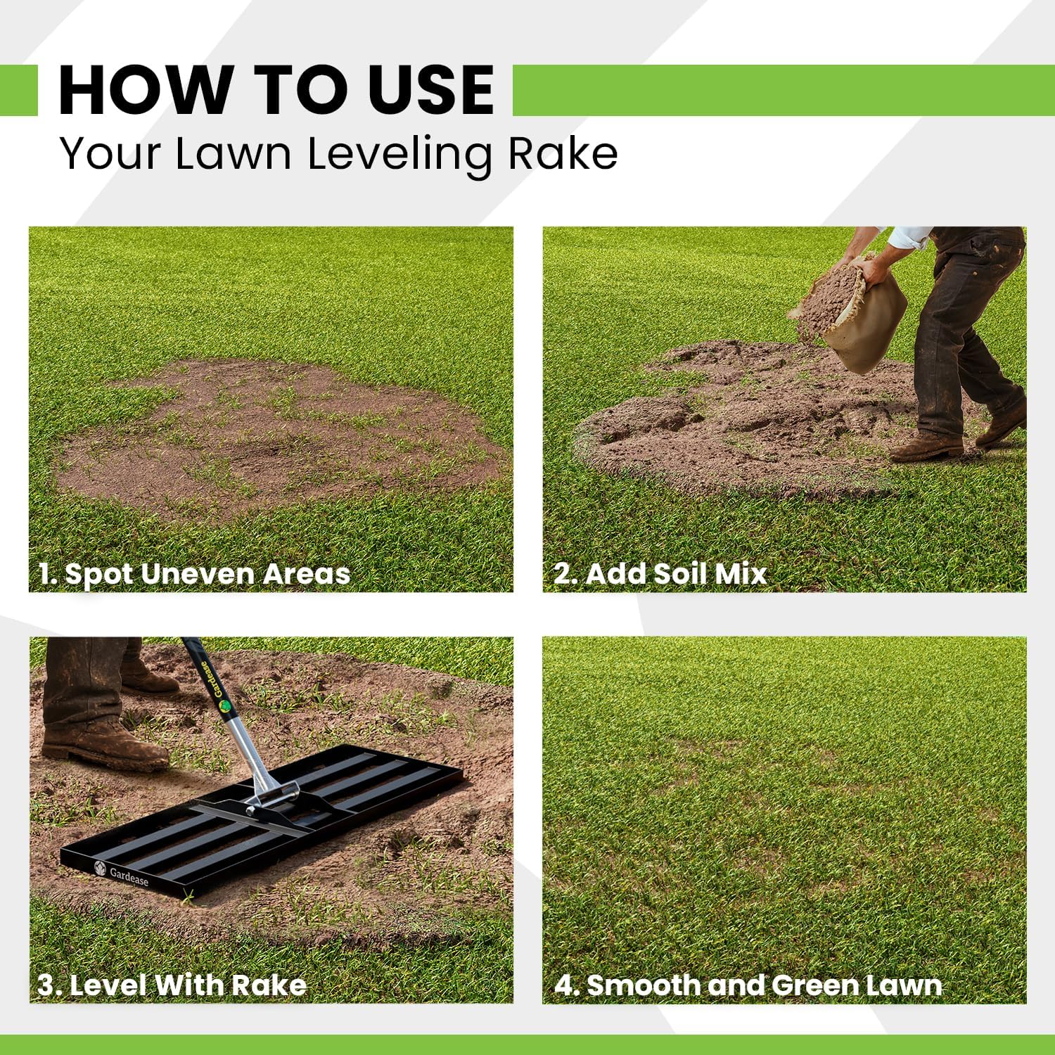 Gardease Lawn Leveling Rake 48 Inch x 10 Inch – Heavy Duty Lawn Levele
