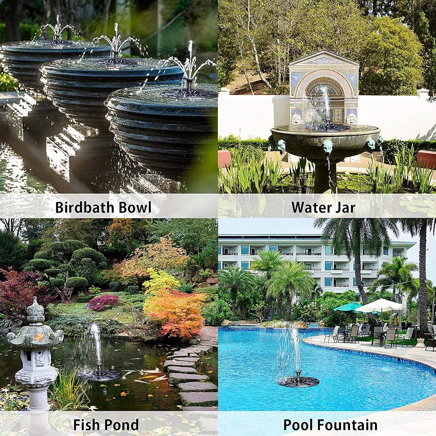 Solar Fountain Pump for Bird Bath 3W Solar Water Fountain Floating Solar Pond Pump with 8 LED Lights 6 Nozzles Free Standing Solar Fountain for Garden Fish Tank Pool Outdoor-3d 18cm(7inch)