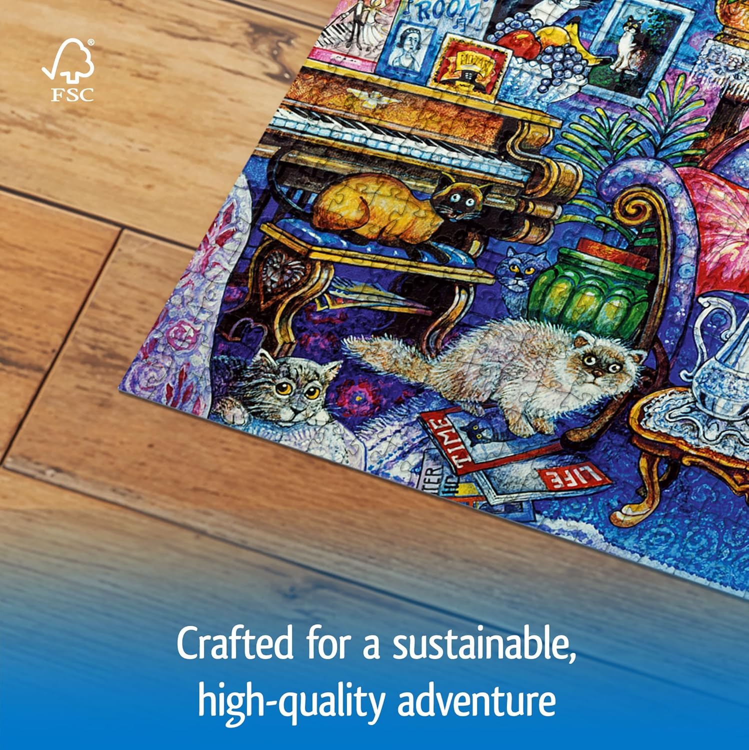 Wonder Forge Cats in The Blue Room 1000 Piece Jigsaw Puzzle for Adults